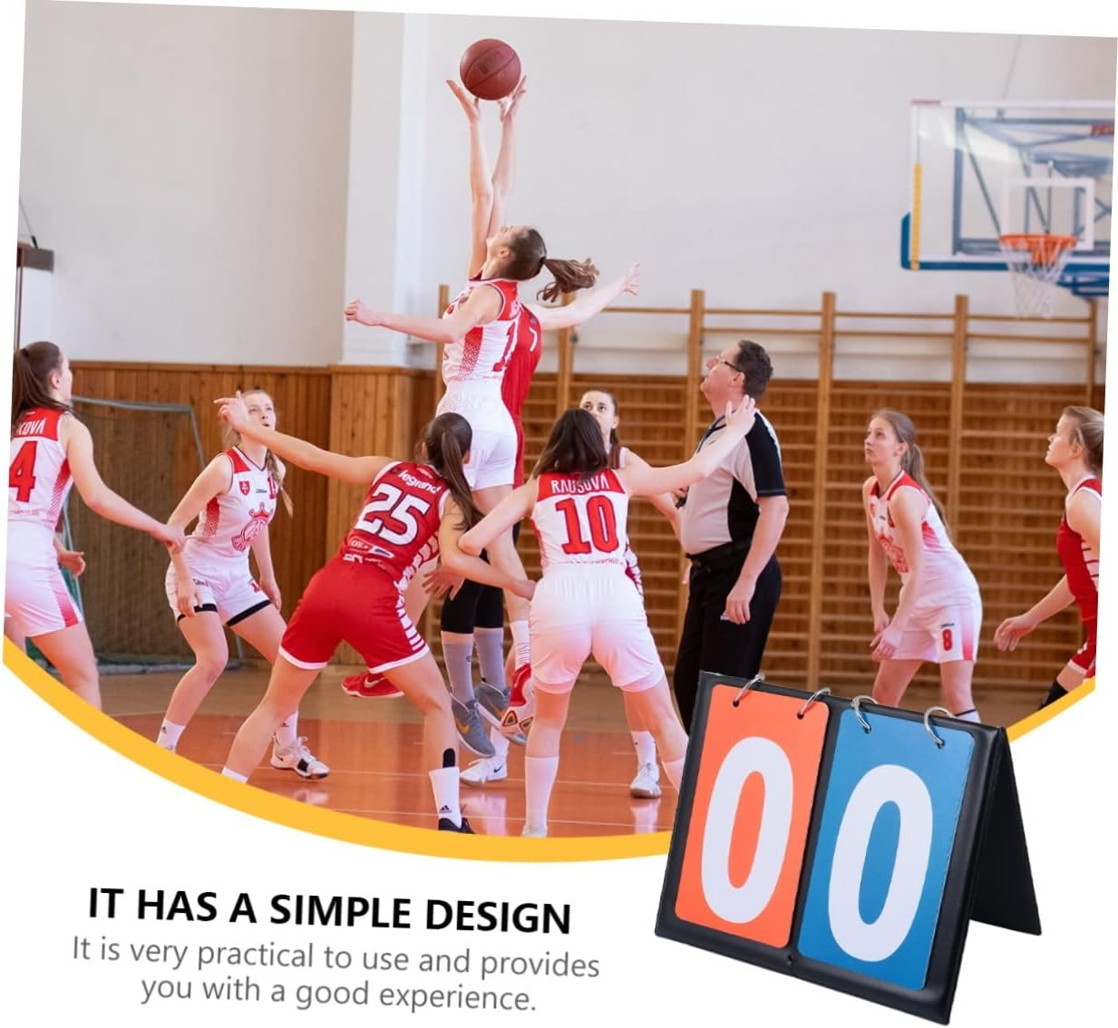 Basketball Scoreboard Two-Digit Flip Score Keeper, Double-Sided Manual Score Flipper for Sports Matches, Portable Outdoor Indoor Basketball Game Scoreboard Blue and Red Numbers image number 3