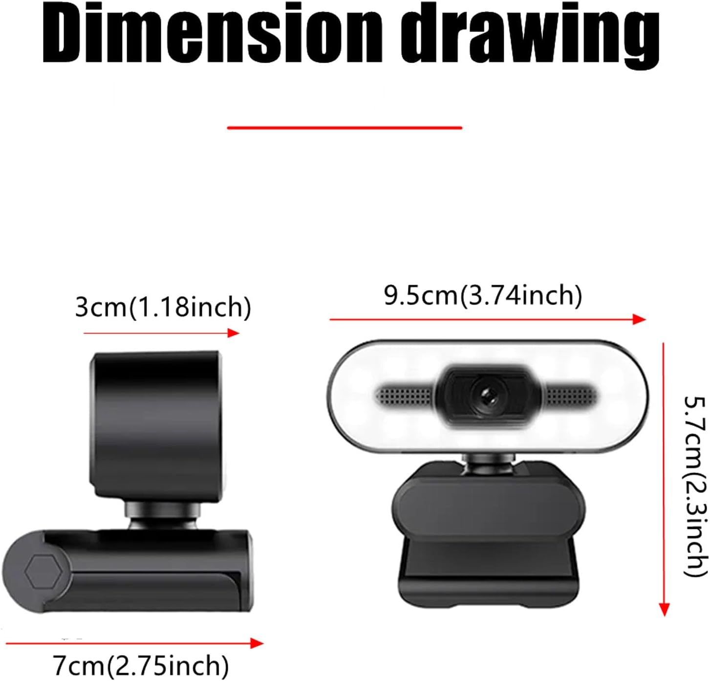 1080P HD Webcam with Microphone, Computer Web Camera Wide Angle with Adjustable Ring Light for for OS X, USB Webcam for Video Streaming Conference image number 3