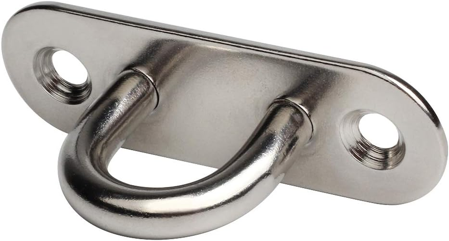WOFTD 10-Pack 304 Stainless Steel Ceiling Hook Ring Hooks 1. 8 Inch M5 Strip Type Eye Plate with Enclosed Hook Boat Rigging Heavy Duty Ceiling & Wall Mount Hanging Hardware Fitting
