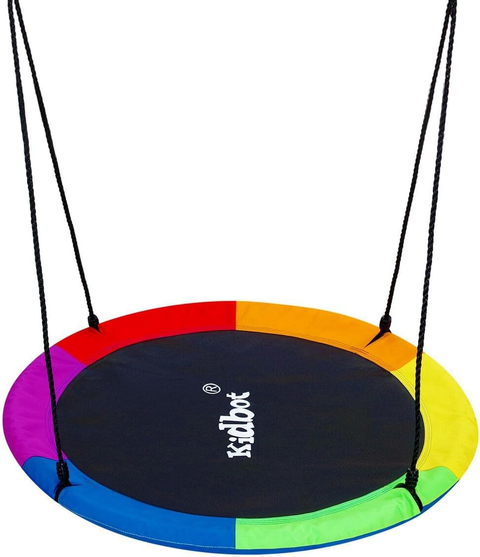 Kidbot Tree Swing Seat Chair Set Indoor Outdoor Childrens Adult Hanging Playset Rectangular Garden Camping Platform Straps XL Carabiners