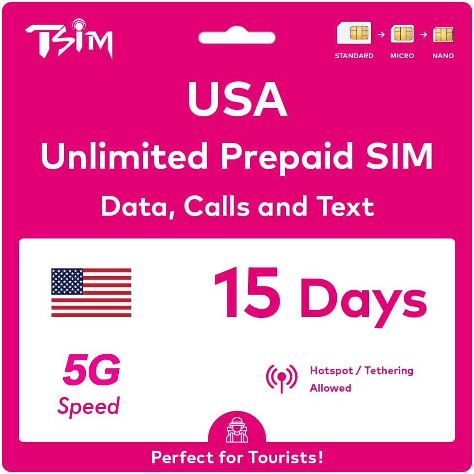 USA SIM Card 30 Day. T-Mobile Network with Unlimited Data, Calls and Texts. 5G Data Speed. Hotspot Sharing Allowed image number 5