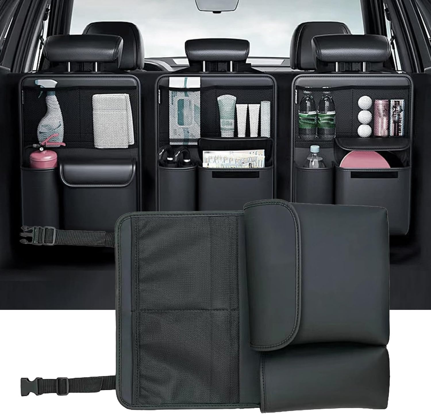 Generisch Back Seat Car Organiser, Car Seat Storage Bag - Car Storage, Seat Pocket, Headrest Organiser, Car Document Holder with Large Capacity for Motorhomes, Suvs, Trucks image number 6