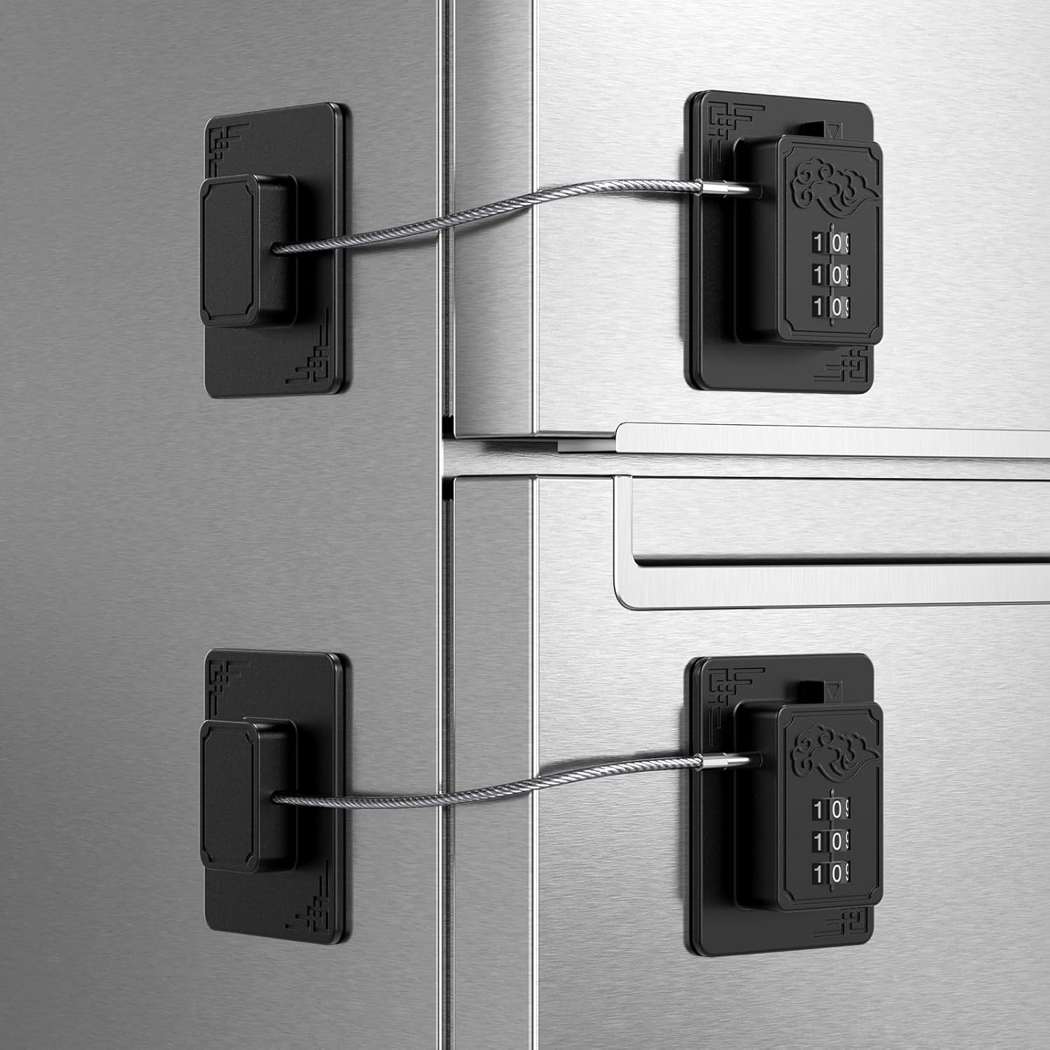 AMIR 2 Pack Password Refrigerator Lock for Children, No Installation Child Safety Cabinet Locks with with Strong Adhesive for Door File Drawer Cabinet Cupboard Windows