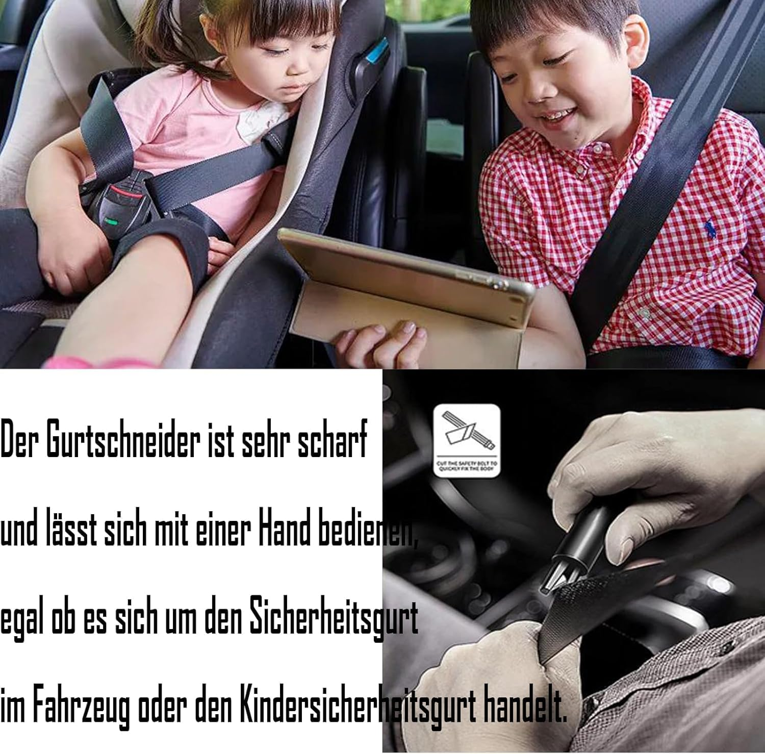 Car Safety Hammer Seatbelt Cutter, Car Window Breaker and Seatbelt Cutter Tool, Auto Rescue Escape Emergency Safehammer Punch, Safety Hammer Window Glass Breaker (Red+Black) - Blue+Black image number 5