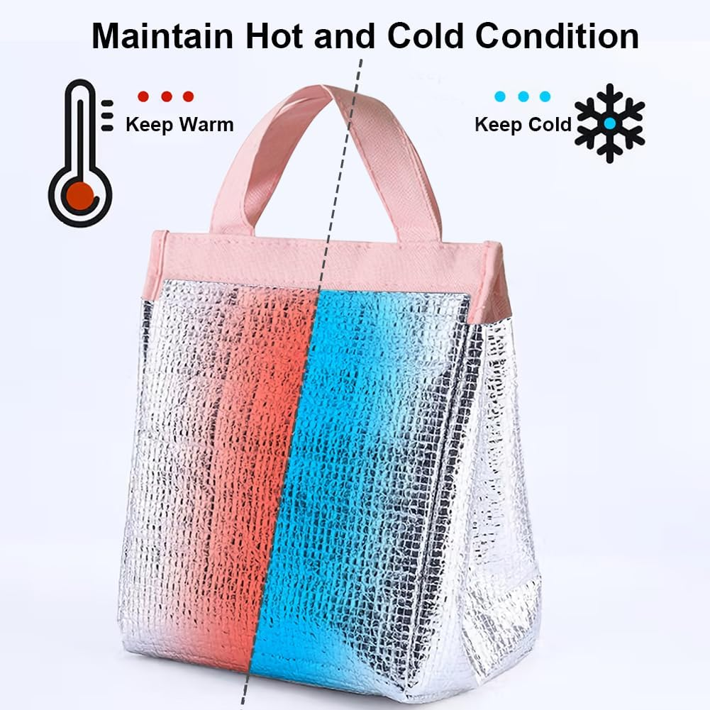 RUPEWA ​Insulated Lunch Bag - Lunch Tote Bag for Women & Men, Office, Work, School, and Picnic (Pink) - Pink image number 2
