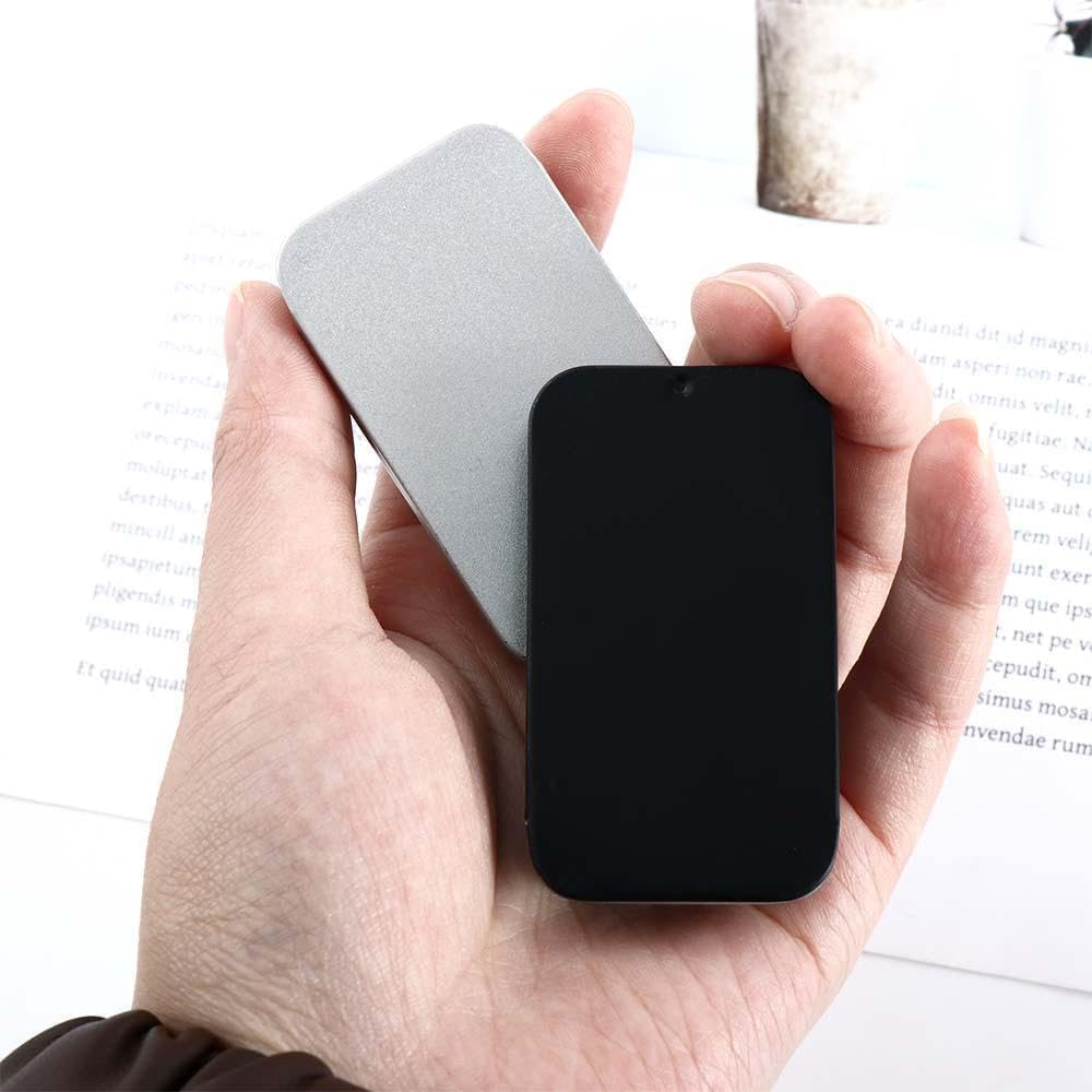 Metal Rectangular Empty Mini Tin Box, Mini Iron Box Tinplate Push Candy Pill Cases Bins Jar Food Small Storage Box Containers for Home Organizer, Decorative Accessories (Black, 1 Small 1 Large) image number 6