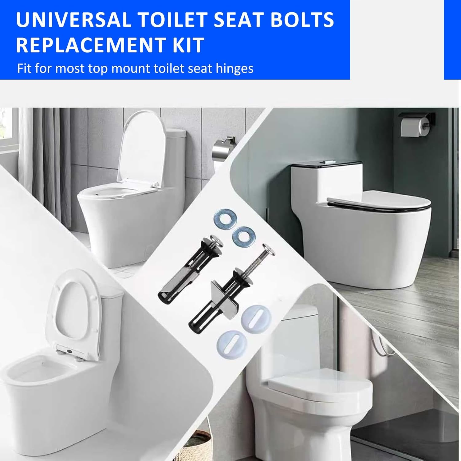 2-Pack Toilet Seat Bolt Kit - Stainless Steel Toilet Seat Screws Replacement Kit for Easy Installation, Durable Toilet Seat Fasteners and Bathroom Hardware Maintenance Accessories image number 2