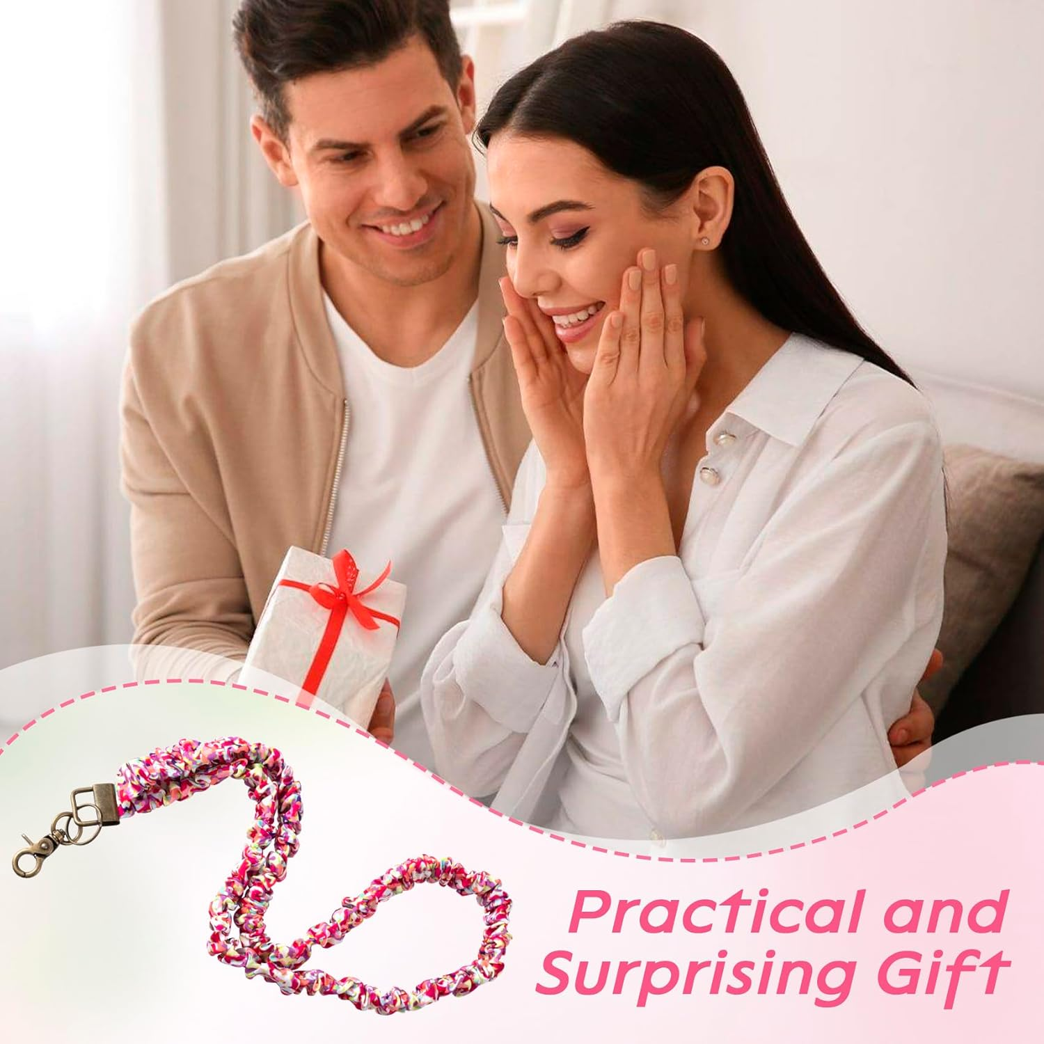 Scrunchie Lanyards, Stretchy Teacher Lanyard with Lobster Clasp, Retractable Neck Lanyards for ID Badges