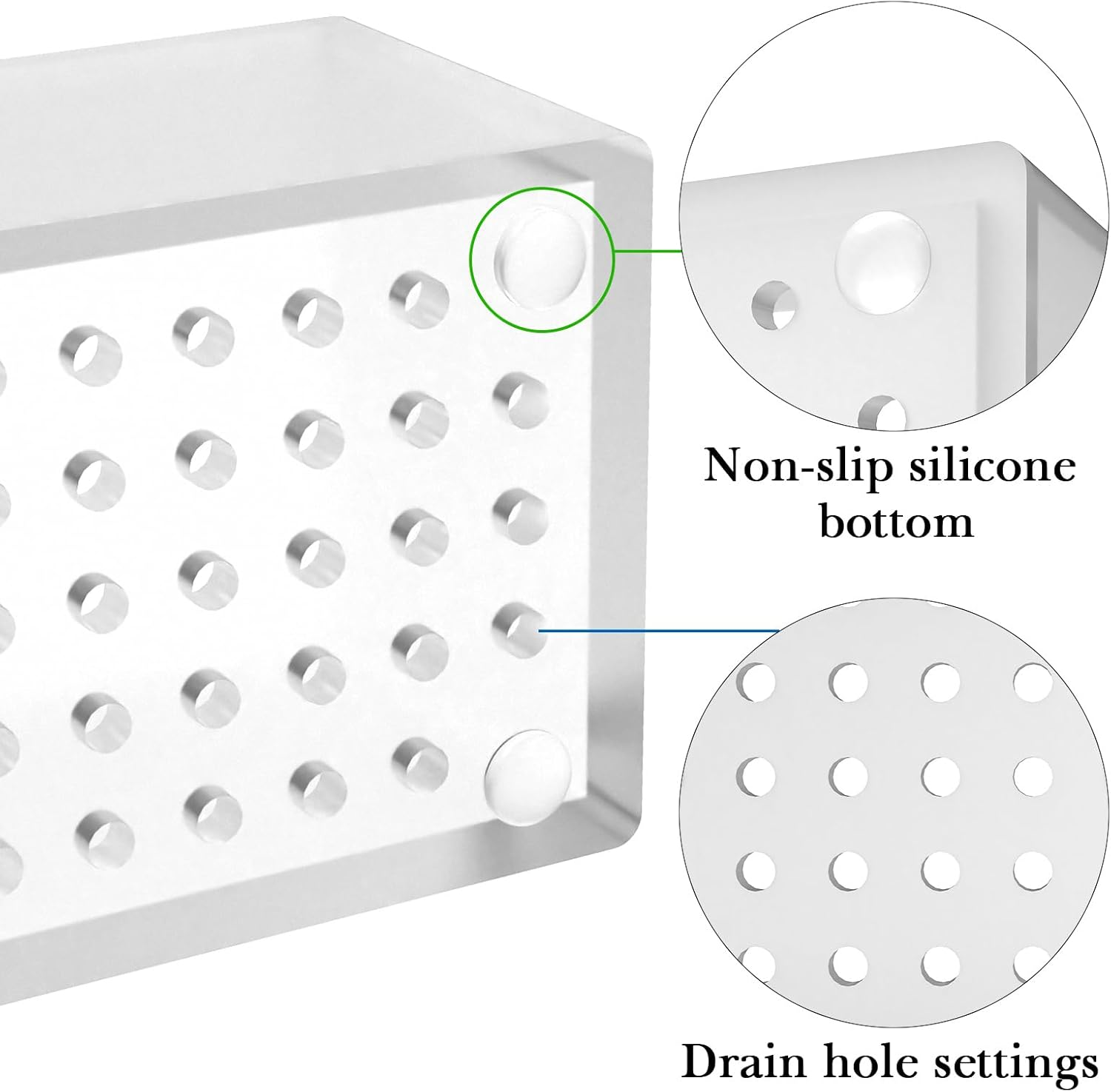 Linkidea Acrylic Toothbrush Holder with Drainage Hole, Bathroom Drawer Organizer with Drying Diatomite Stone, Compatible with Extra Clean, Oral-B Crossaction Toothbrush image number 6