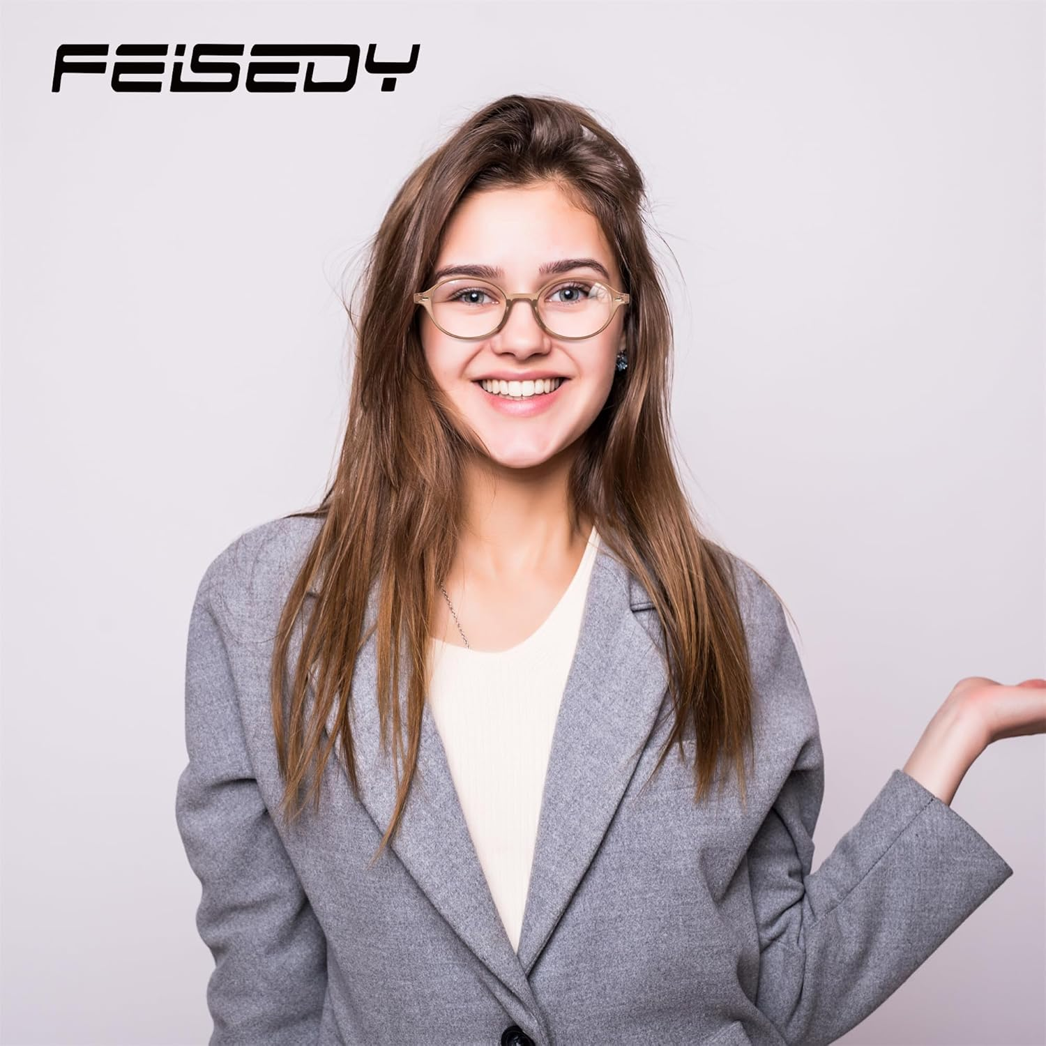 FEISEDY Vintage Oval Blue Light Glasses for Women Men Stylish Lightweight 90S Eyeglasses Fake Nerd Y2K Eyewear Frame B0242 - Black image number 2