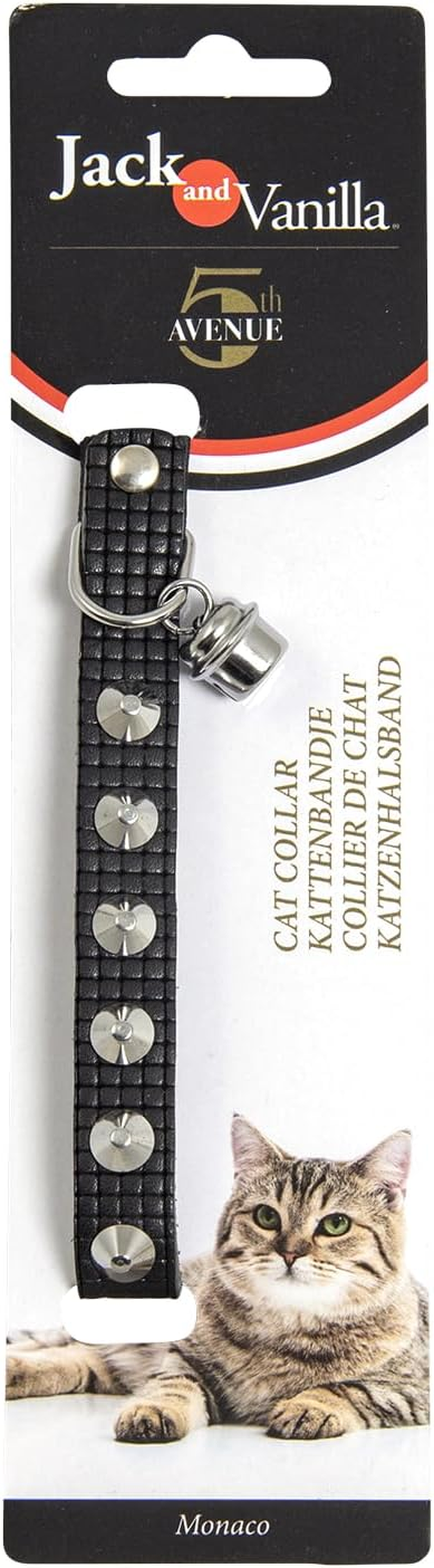 JACK and VANILLA, Elegant Gold Cat Collar, Adjustable and Secure, Designed for the Comfort and Safety of Your Pet, Size 14 Mm X 30 Cm, Gold Colour, Monaco Model