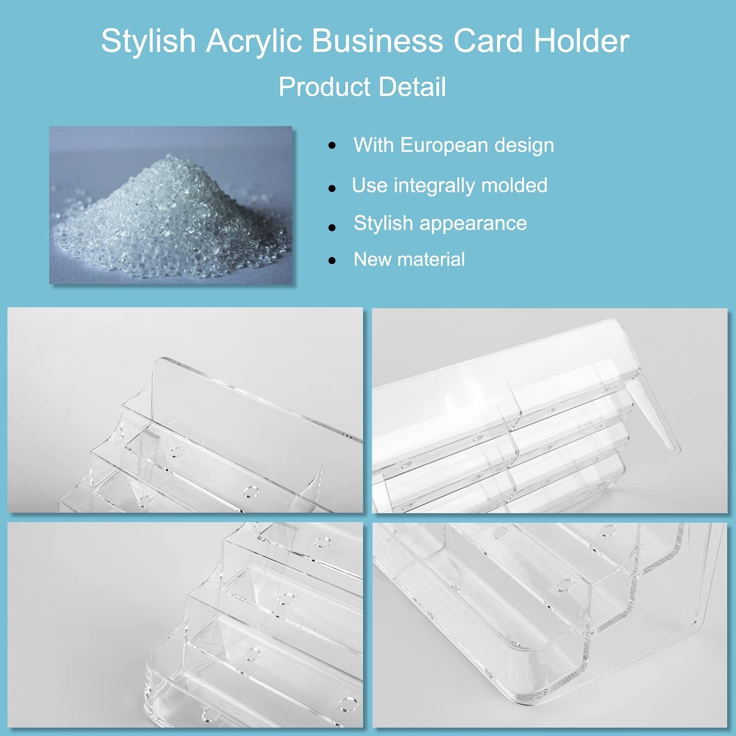 Business Card Holder, 8 Pocket Acrylic Business Card Holder for Desk Clear Business Card Stand Desktop Business Card Holders Plastic Business Card Display for Exhibition, Home and Office, 2 PCS