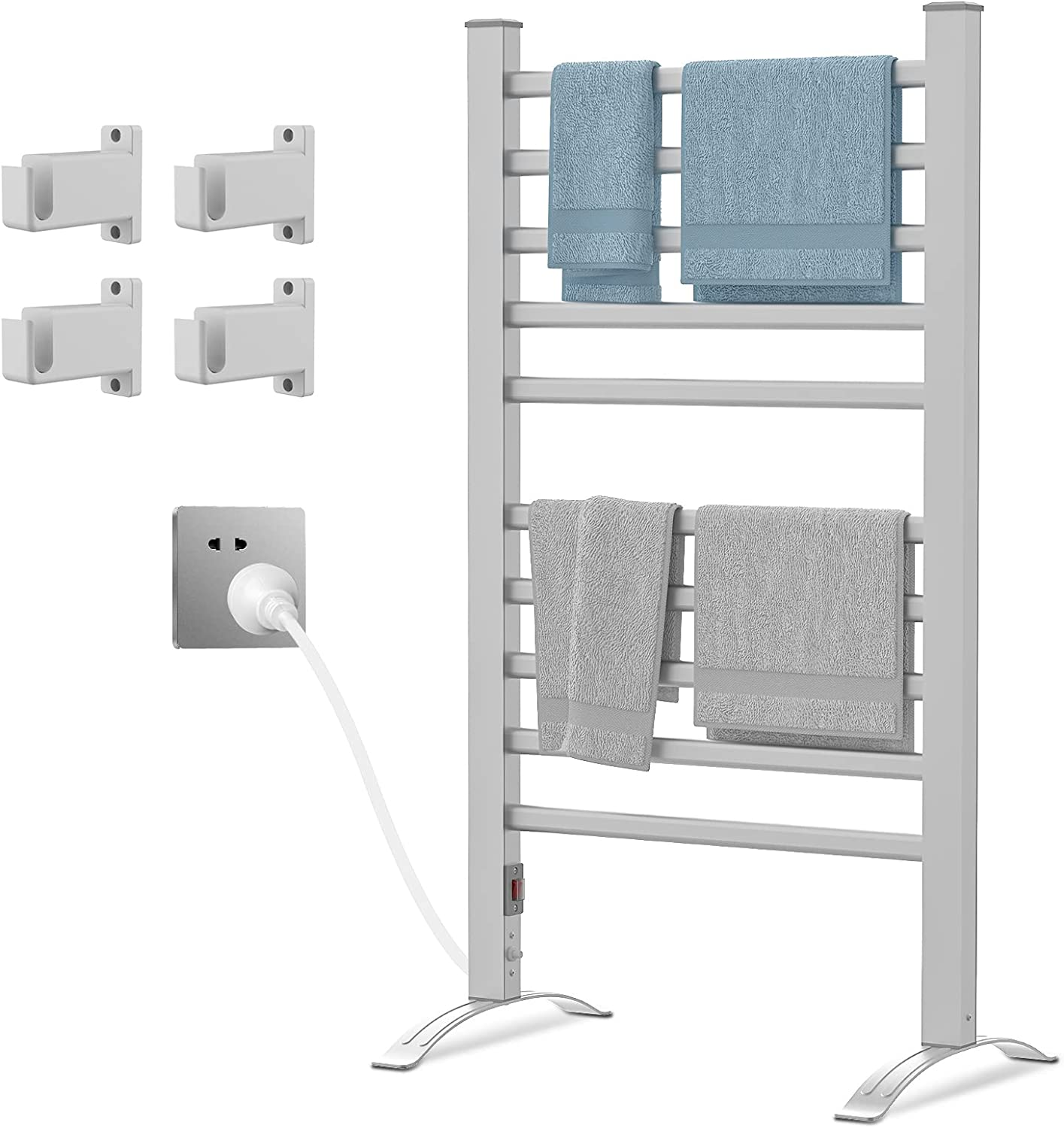 ADVWIN Heated Towel Rail, Electric Towel Warmer Rack, Freestanding Electric Rails Dryer Warmer Ladder Rack, 10-Bar image number 4