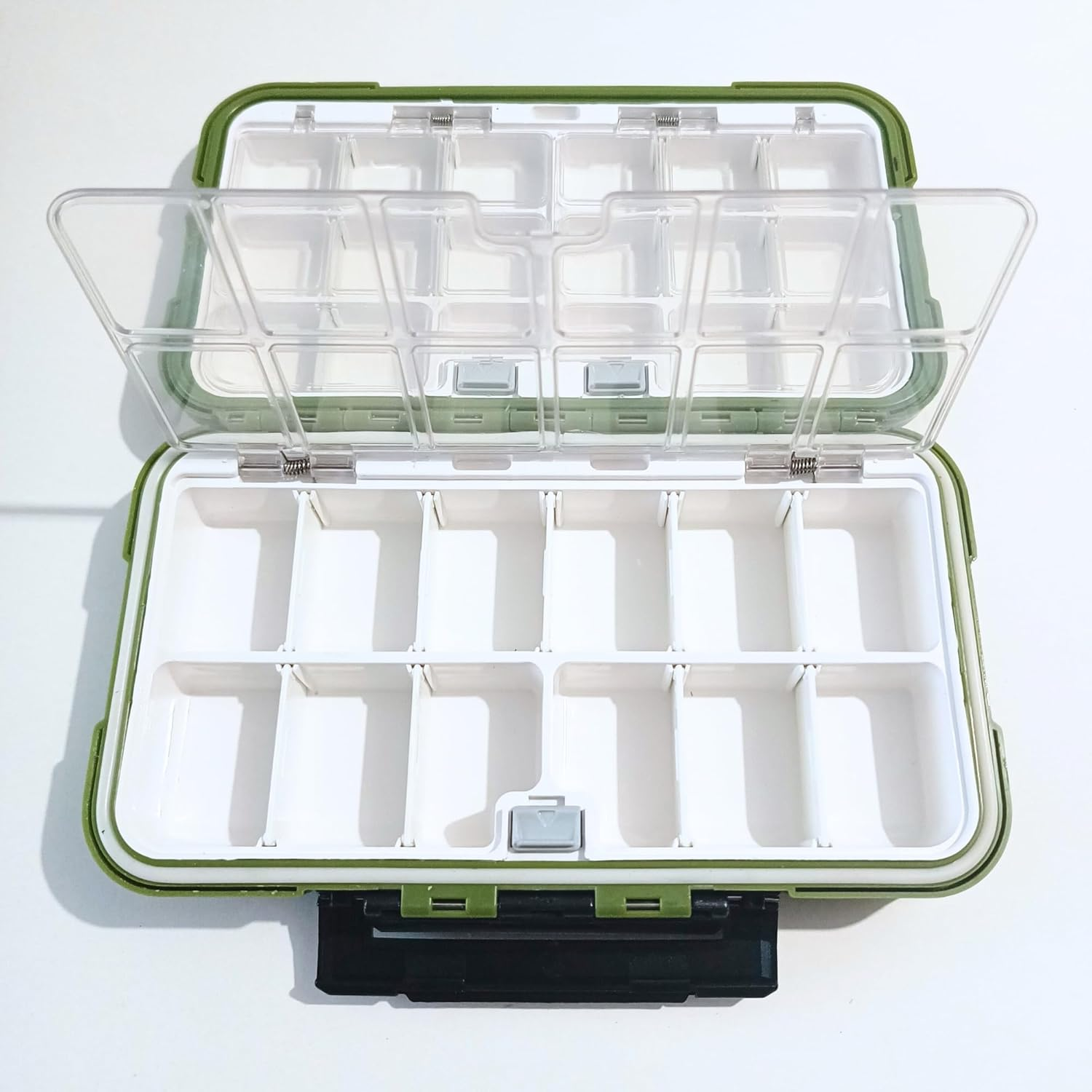 Whistytwig Compact Waterproof Fishing Tackle Box - Small, Organized Storage for Hooks, Lures, Jig Heads, and Fishing Equipment - Easy Storage - Compact to Carry Fishing (Green, Small) - Orange image number 4