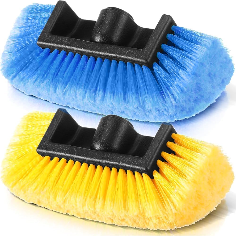 2 Pcs Car Wash Brush Head,Flow Thru Car Cleaning Brush,With Soft Detailing Bristle,Detachable,Portable Wash Brushes,For Auto,Rv,Truck,Boat,Camper,Yacht image number 2