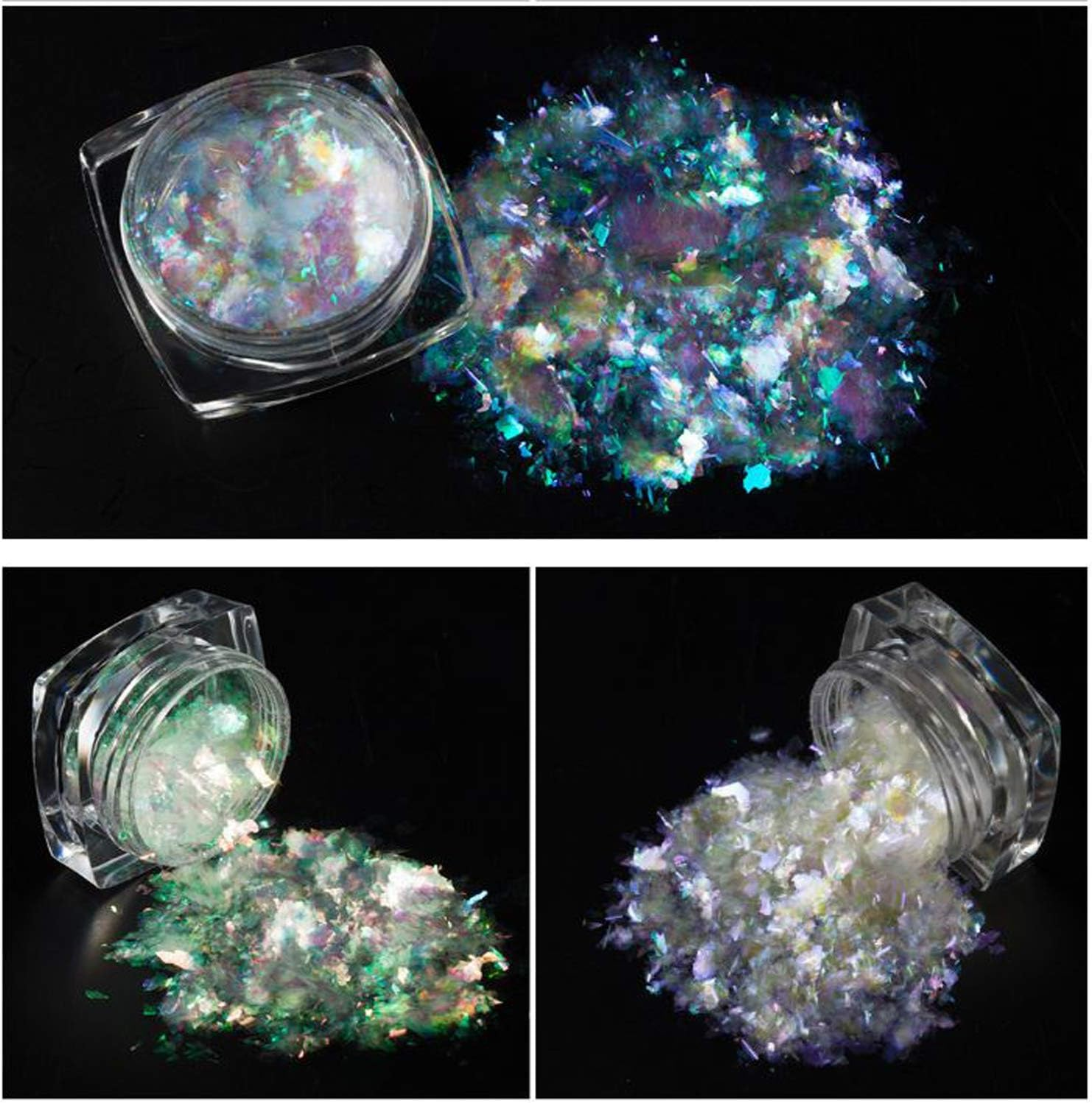 Iridescent Glitter Chameleon Nail Flakes Set of 6 Jars (Mixed Chameleon)