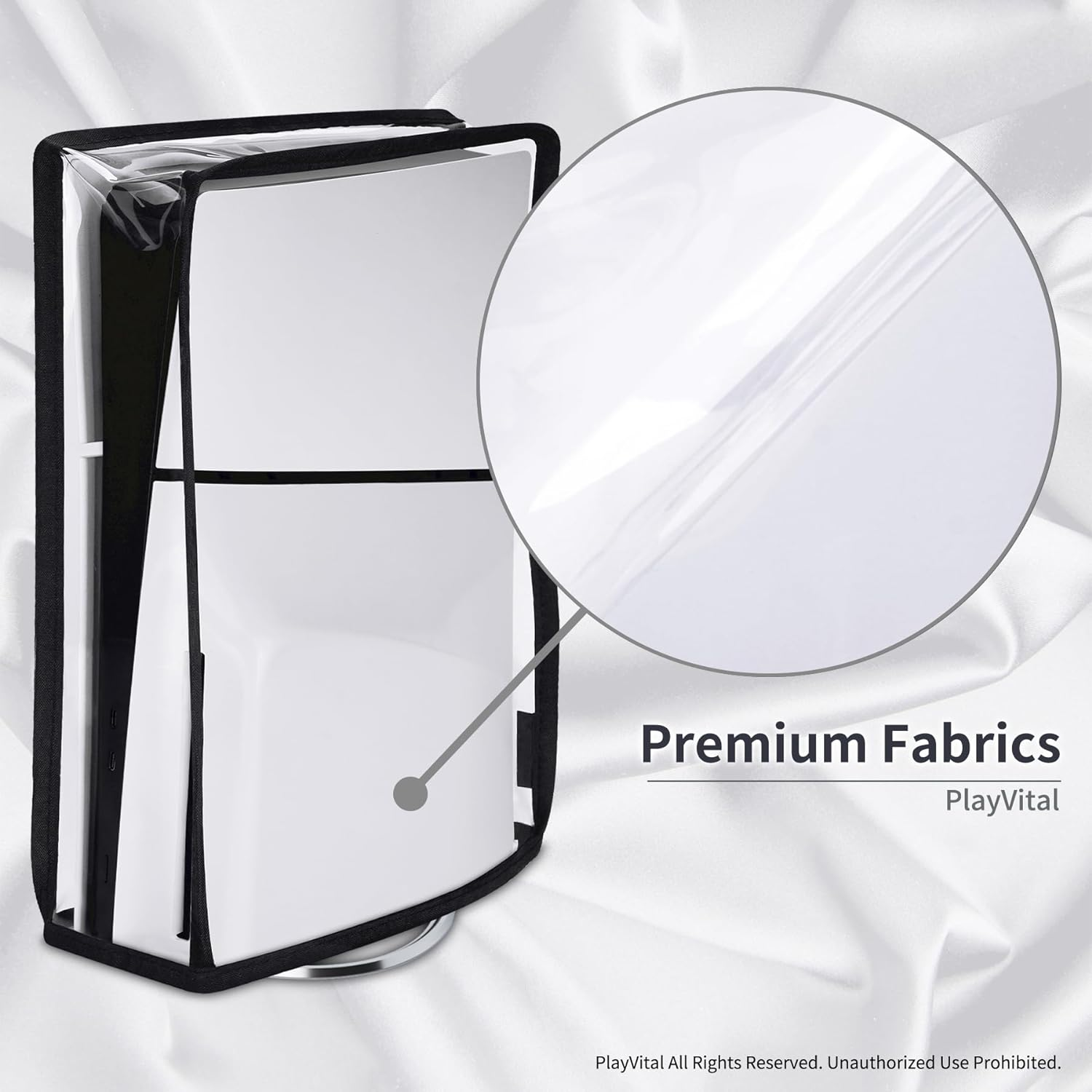 Playvital Vertical Dust Cover for Ps5 Slim Disc Edition(The New Smaller Design), Transparent Dust Proof Protector Waterproof Cover Sleeve for Ps5 Slim Console - Gray image number 5