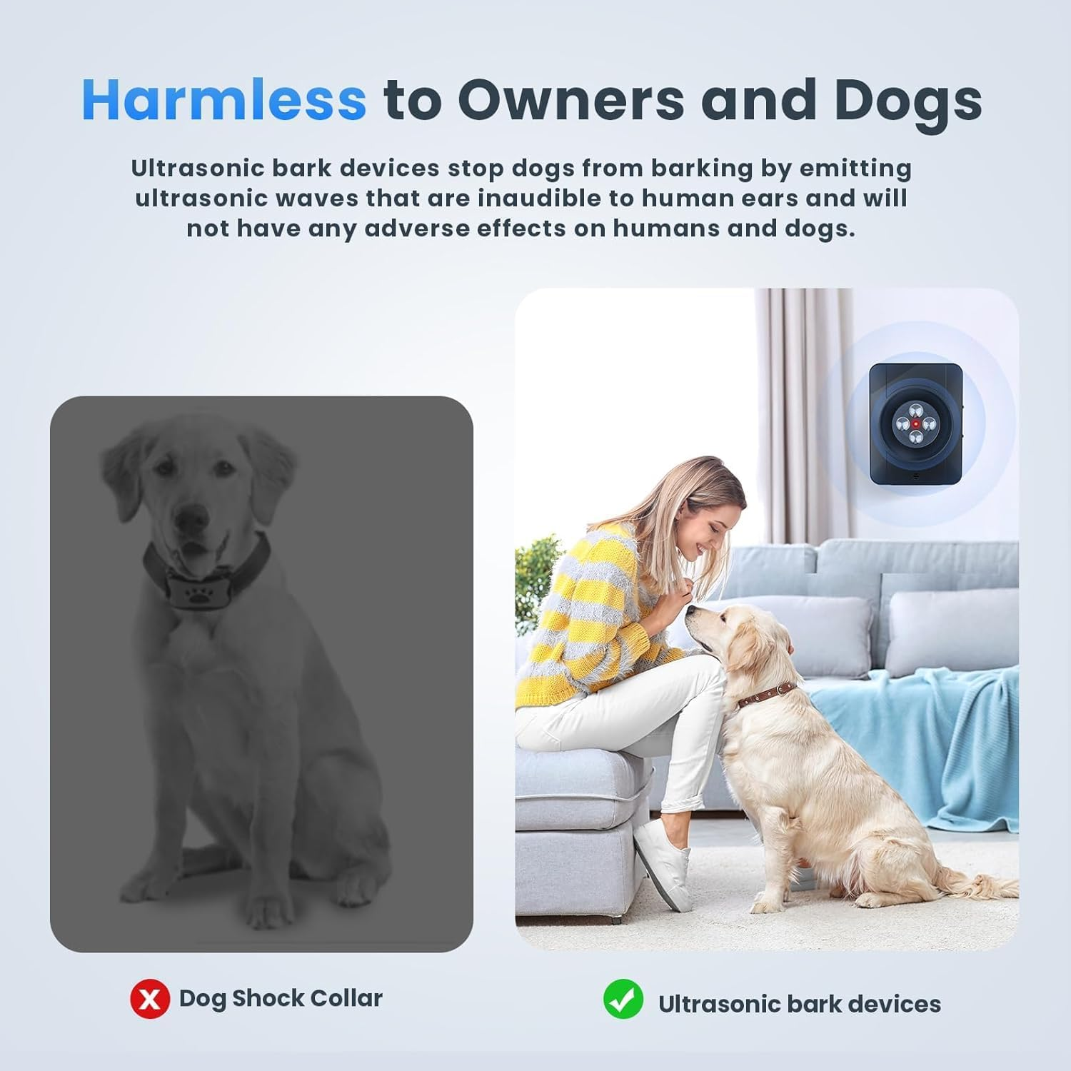 Anti Barking Device, Sonic Dog Bark Deterrent Devices with 3 Ultrasonic Levels 10KHZ-25KHZ, anti Bark Device for Dogs Work Range up to 33Ft, Dog Barking Control Devices for All Size Dogs