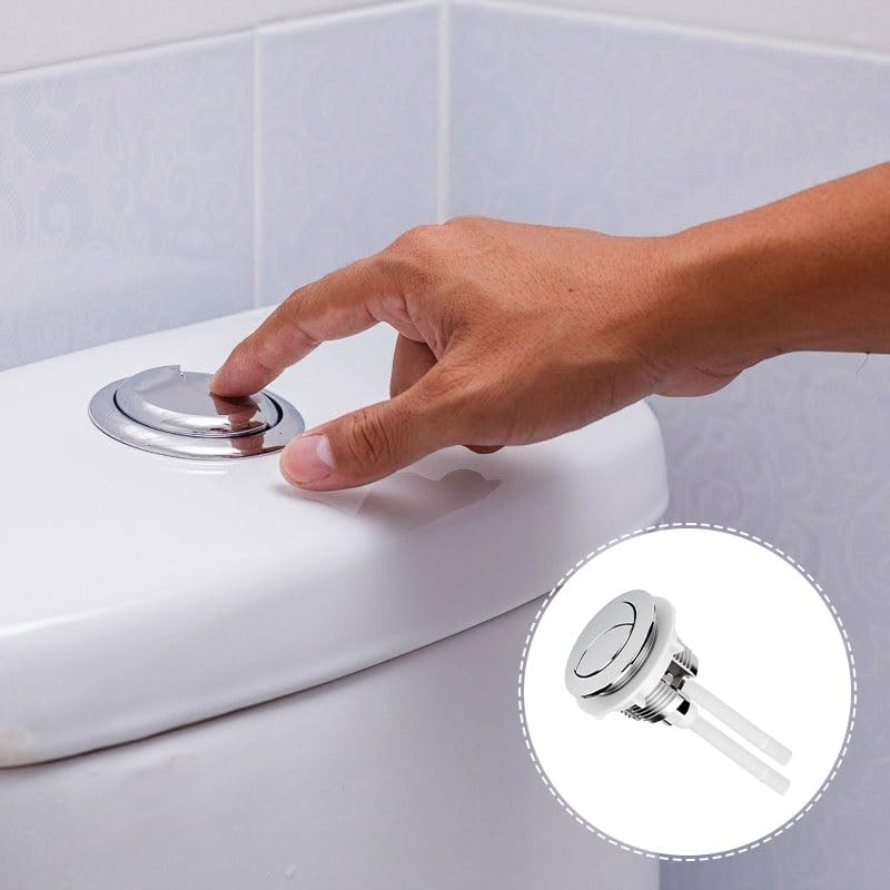 Toilet Dual Flush Button, round Push Button Replacement High Pressure Pumping Accessories for Bathroom Toilet Cistern Flush Repair (White)