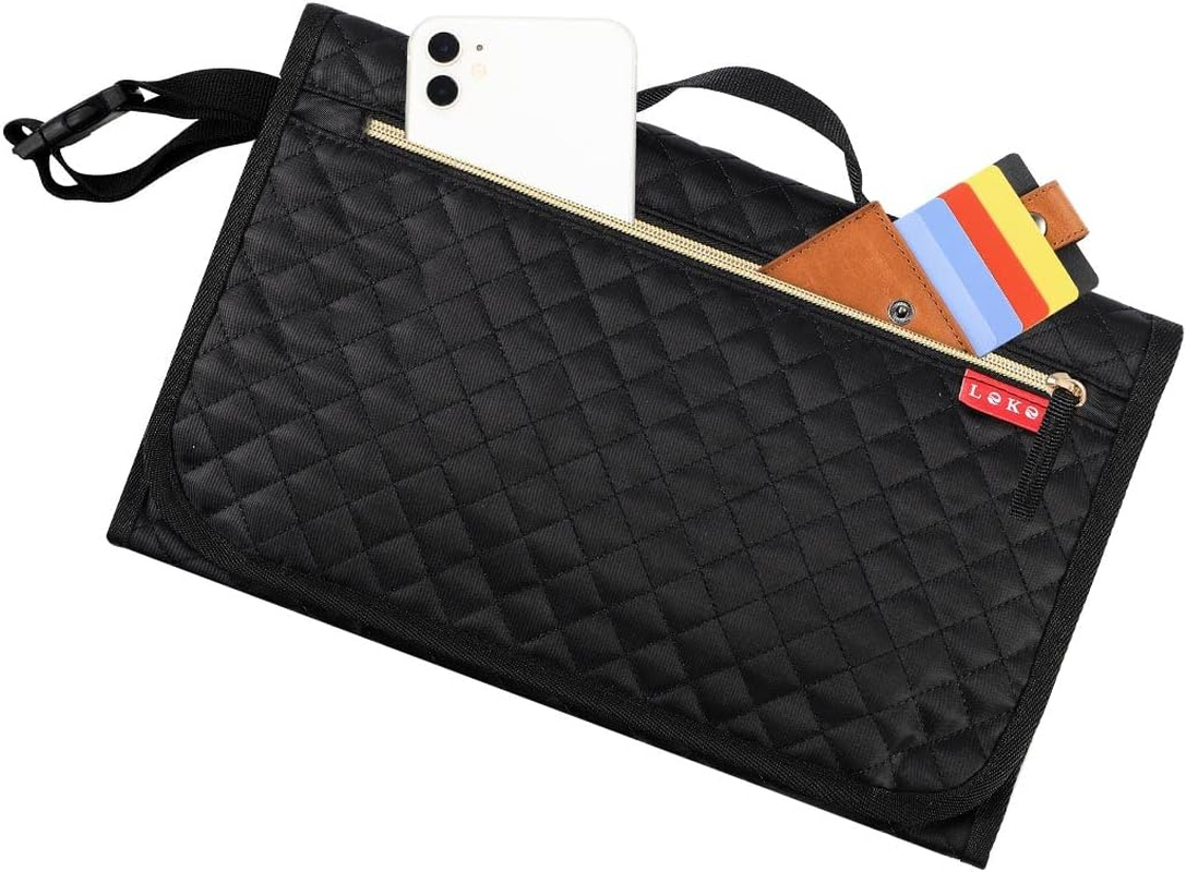 Lekebobor Portable Changing Pad for Baby, Baby Changing Pad for Diaper Bag or Changing Table. One-Hand Diaper Change Pad.Baby Shower Gifts, Newborn Baby Essentials, Unisex Baby Stuff,Quilted Black