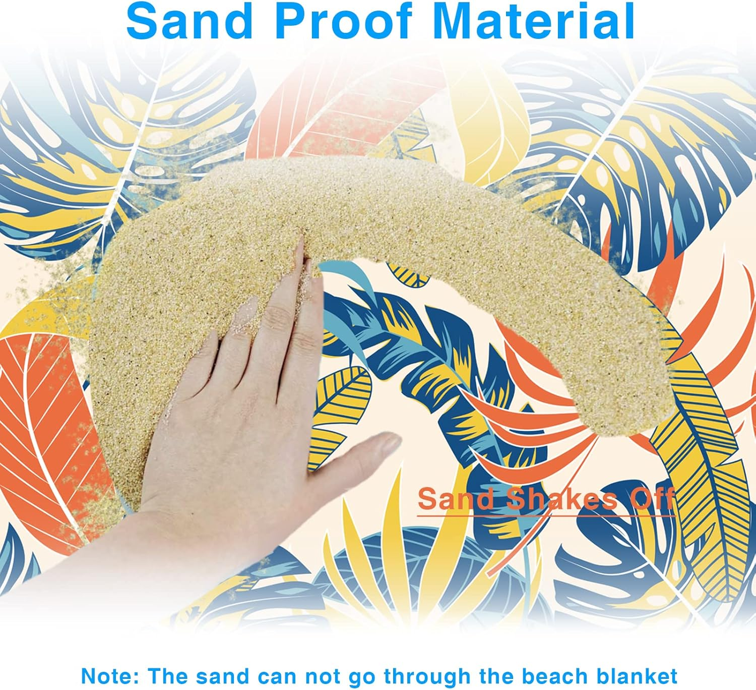 Beach Blanket Sandproof, Waterproof Beach Mat Oversized 79 X 83 Inch for 4-6 Adults, Lightweight Beach Blanket for Outdoor Travel Camping Hiking - Colorful image number 7