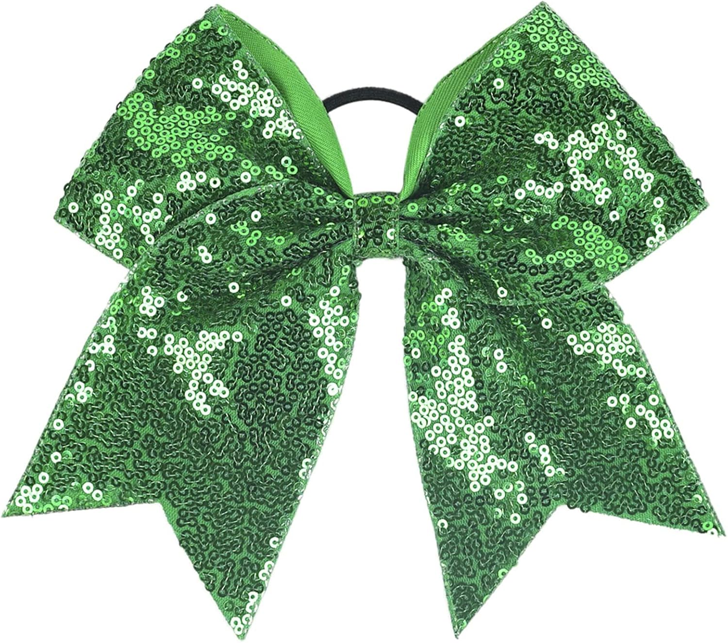 Sequin Hair Bow Elastic Hair Tie with Ribbon Design, 19&times;18 Cm Large Cheer Bow Hair Accessory for Girls Women Teens &ndash; Ruibex(Light Blue)