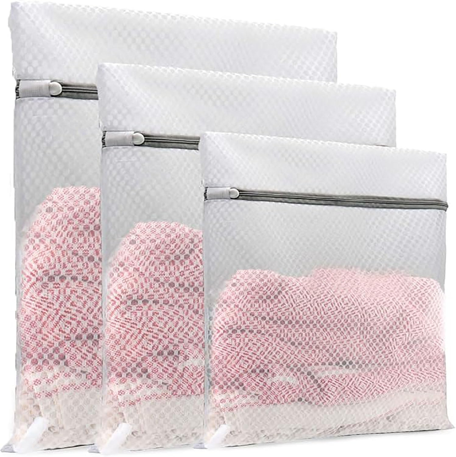 3Pcs Mesh Laundry Bags for Delicates, Durable and Gentle Lingerie Bags for Washing Delicates, Reusable Wash Bag Travel Organization Bag, 3 Sizes(1 Large, 1 Medium, 1 Small) image number 6