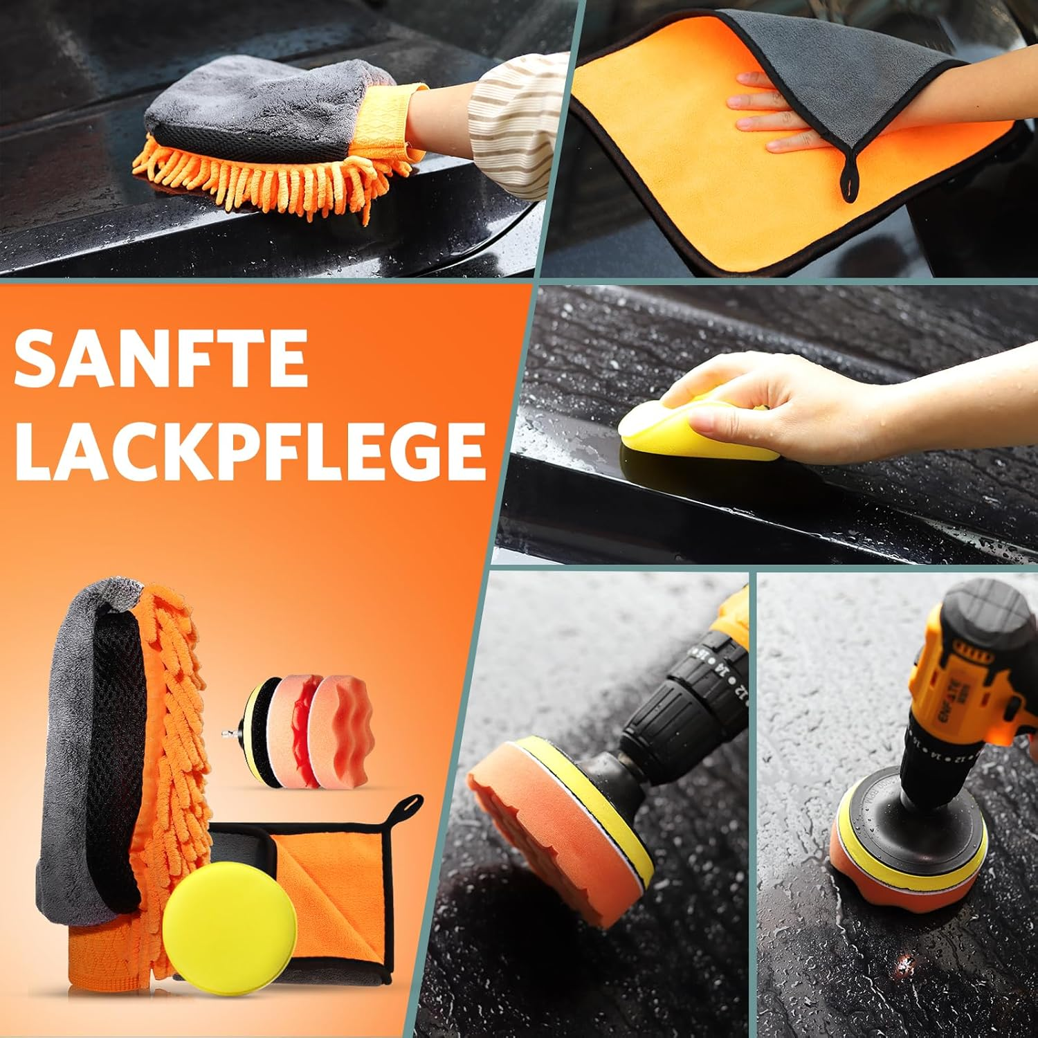 KEYAYE Car Cleaning Set, 25 Pieces Car Care Set, Car Wash Set, Car Cleaning Set with Detailing Brush for Car Cleaning Interior and Exterior, Air Vent, Engine, Wheels, Household Cleaning image number 6