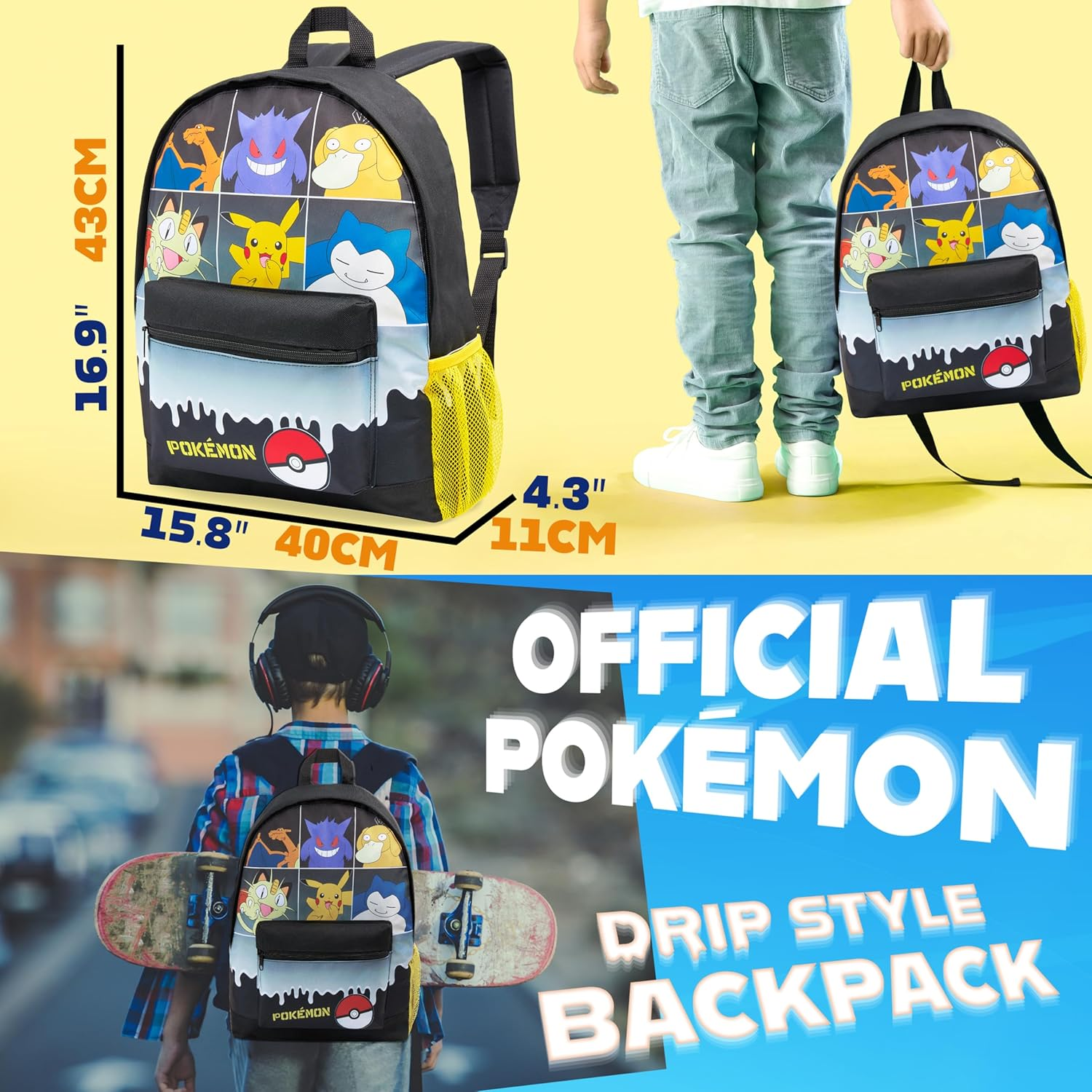 Pokemon Backpack for Kids Teenagers Pikachu Rucksack School Bag with Zipped Pockets Adjustable Straps Charizard Daypack for Travel Sports Anime Gifts image number 4