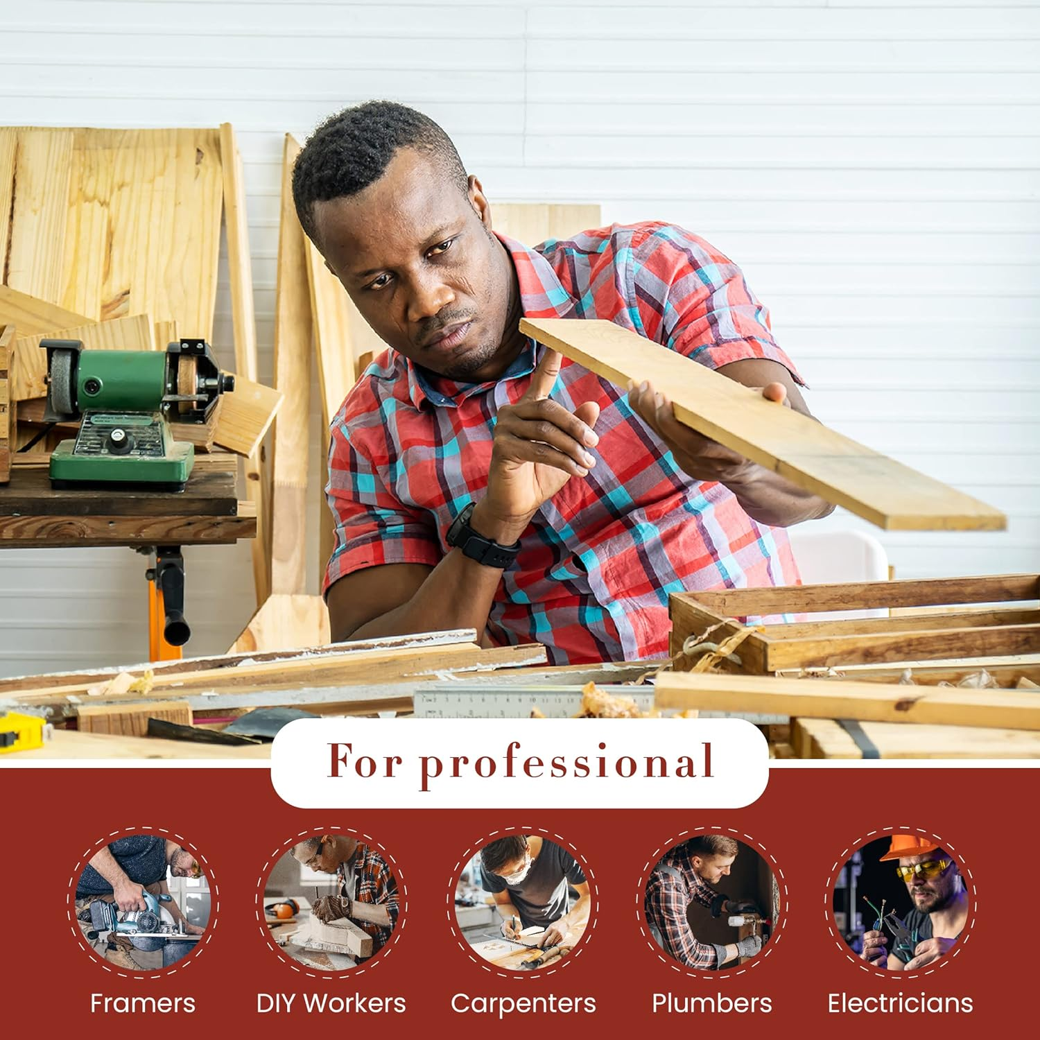 Style N Craft 4 Pocket Pliers, Hammer, Pencils & Tape Holder, Full-Grain Leather Tool Pouch, Multi Tool Holder, Dark Tan (#98017) image number 3