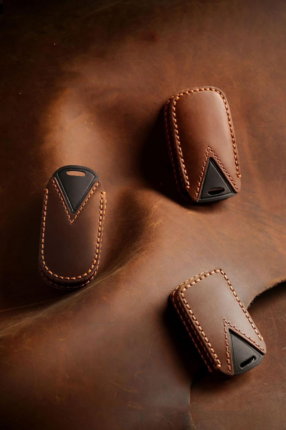 HIBEYO Fit for 2025 Volvo Leather Key Fob Cover Compatition with Volvo EX30 EX90 for Polestar 3 4 Polestar3 Polestar4 2025 NFC Accessories Smart Remote Auto Key Shell with Keychain(Black)