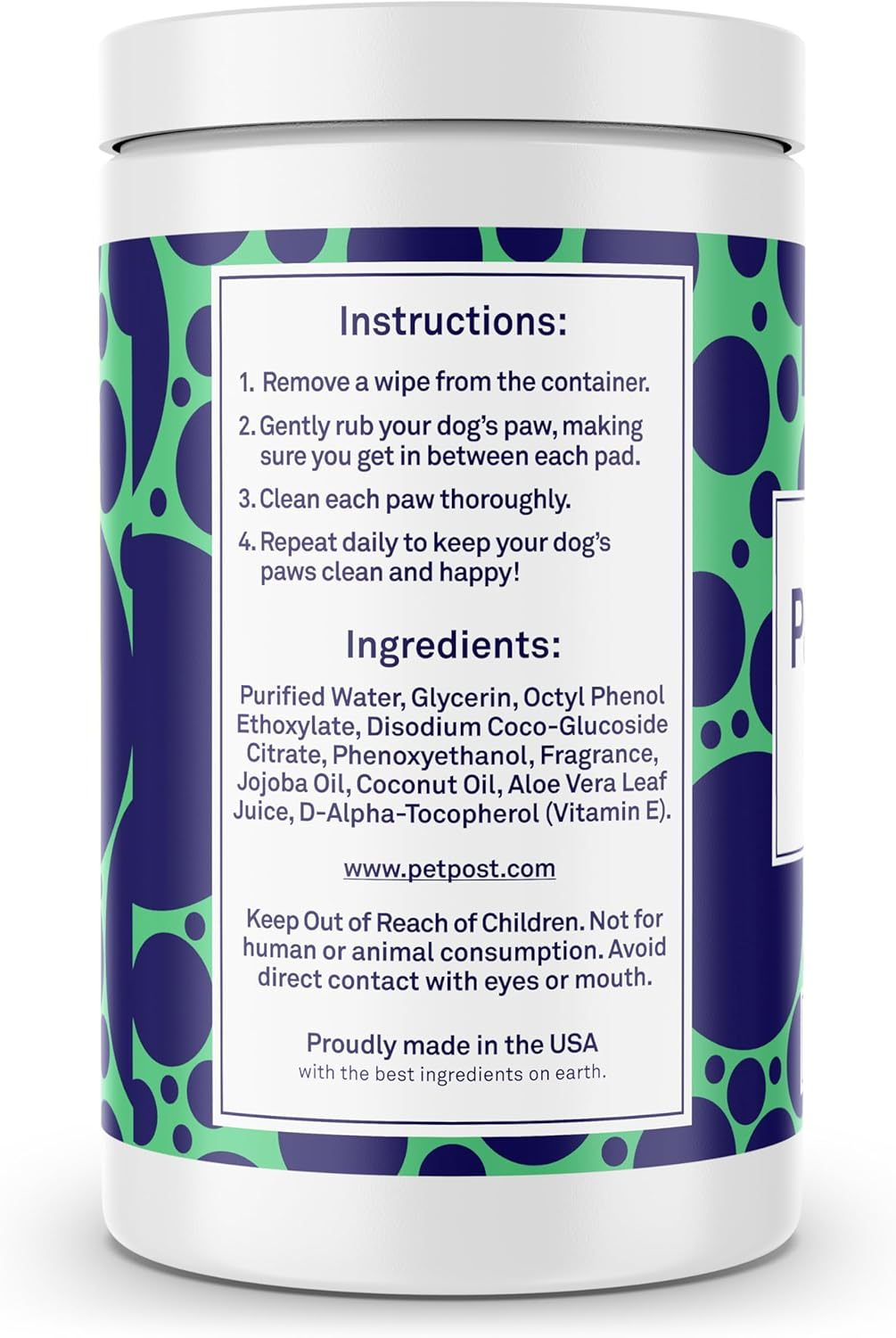 Petpost | Paw Wipes for Dogs - Nourishing, Revitalizing Dog Paw Cleaner with Coconut Oil, Jojoba Oil, and Aloe - Ultra Soft Cotton Pads - Cherry Blossom Scent 70 Ct image number 5