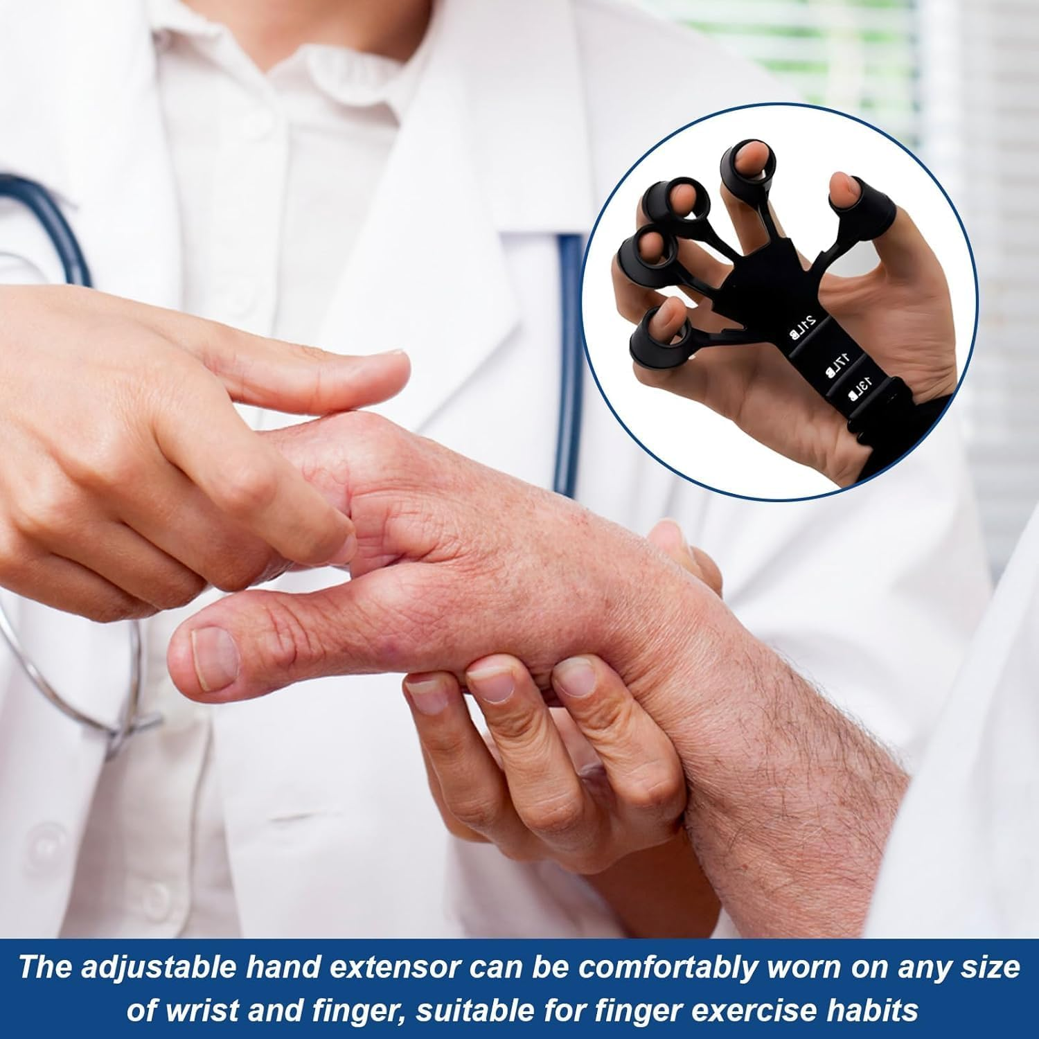 Silicone 5-Finger Finger Trainer Grip Strength Trainer Finger Strengthener, Hand Strengthener, Adjustable Hand Strength, Pain Relief Arthritis (Black + Gray, 2) image number 4