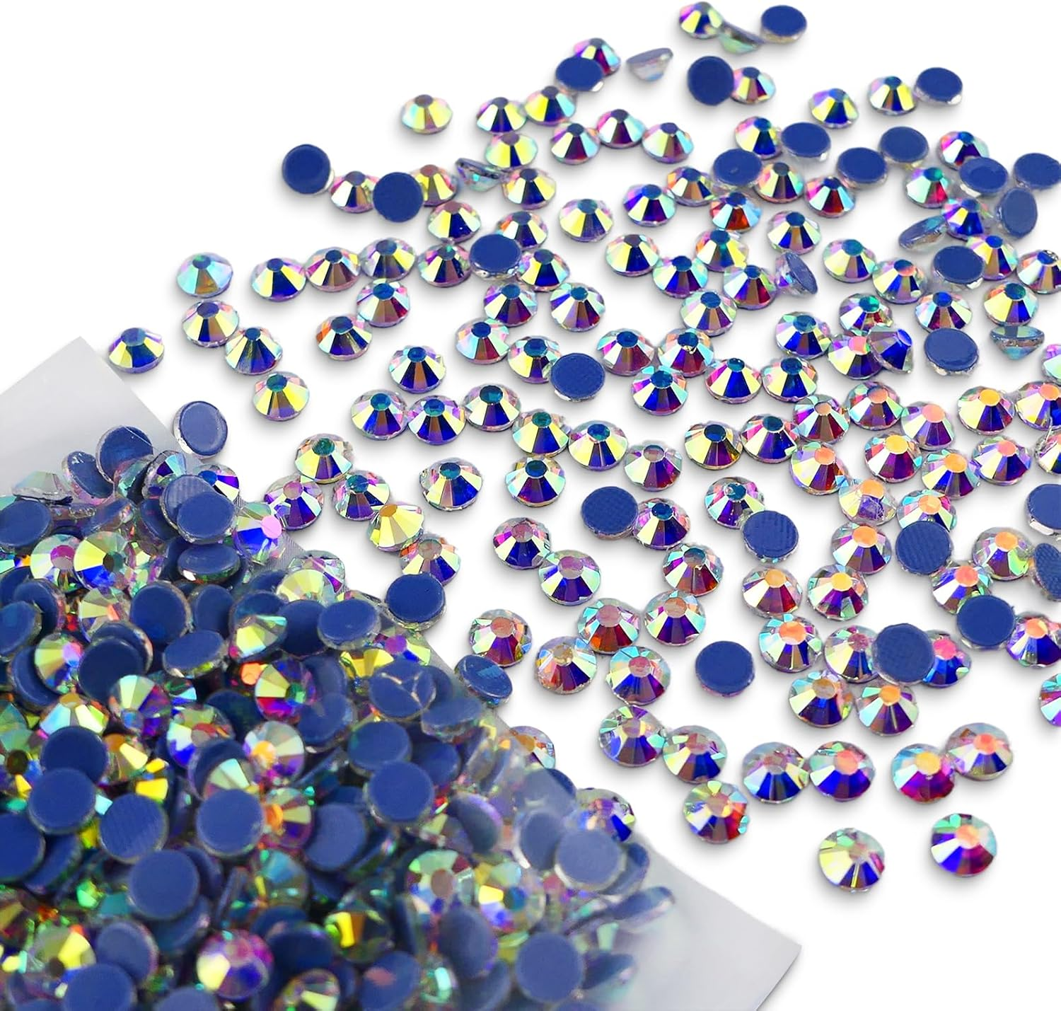 Queenme 3300Pcs Clear Hotfix Crystals Mixed Size Flatback Rhinestones for Clothes Shoes Crafts Hot Fix round Glass Gems Stones Flat Back Iron on Rhinestones for Clothing 2MM-6MM