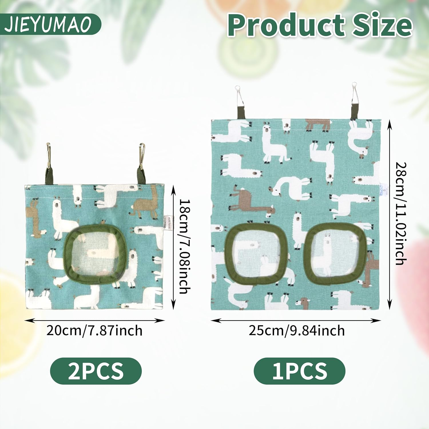 JIEYUMAO Rabbit Hay Feeder Bag, 3 Pack Guinea Pig Hay Feeder, 2 Sizes Small Animals Hay Bag for Small Pets, Hanging Feeders Sack Bunny Hay Feeders for Rabbit Guinea Pig Hamsters image number 1