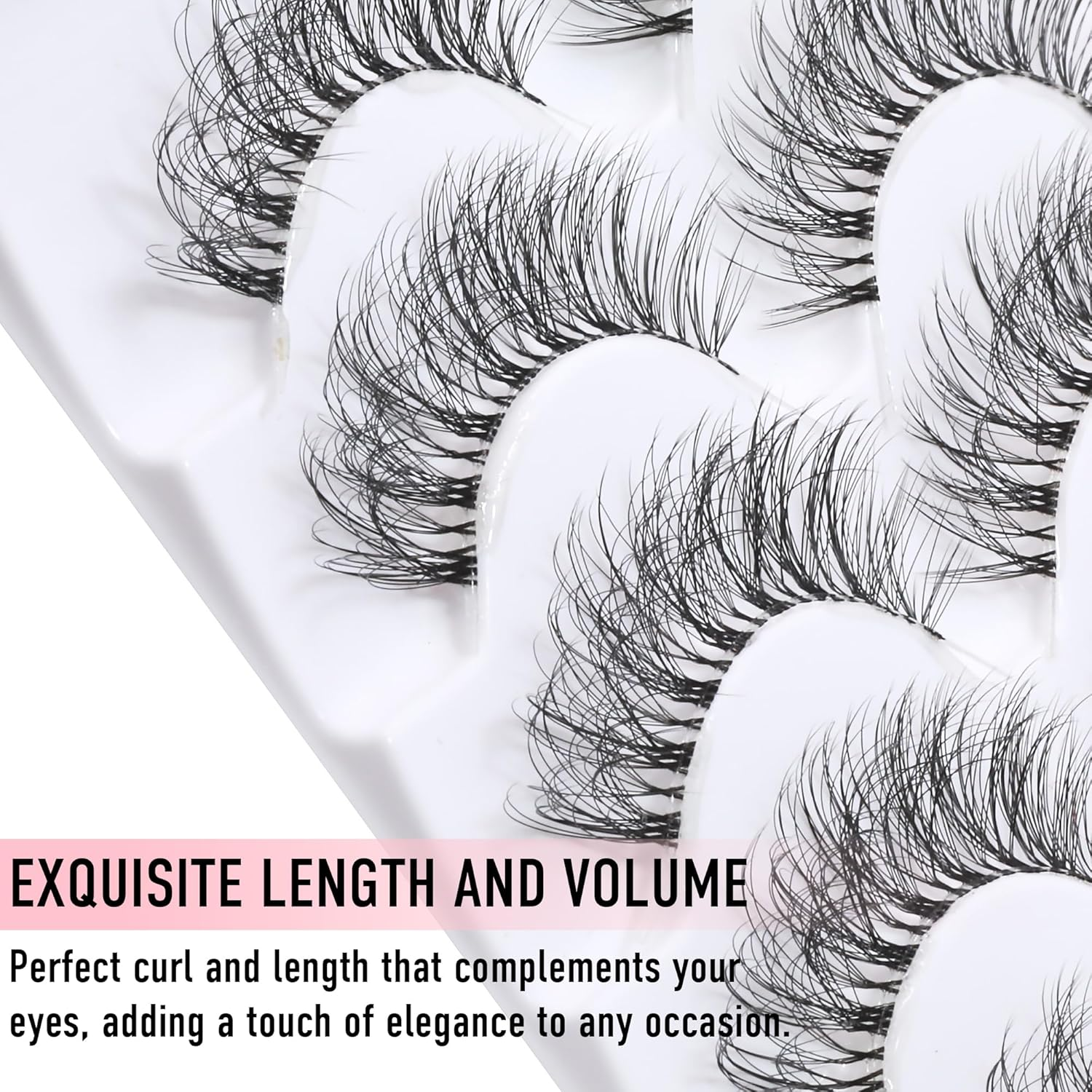 KSYOO Long Natural Lashes with Clear Band Lashes Wispy,10-18Mm Cat Eye Lashes D Curl Strip Lashes That Look like Extensions,3D Natural Fluffy Faux Mink False Eyelashes Natural Look image number 4