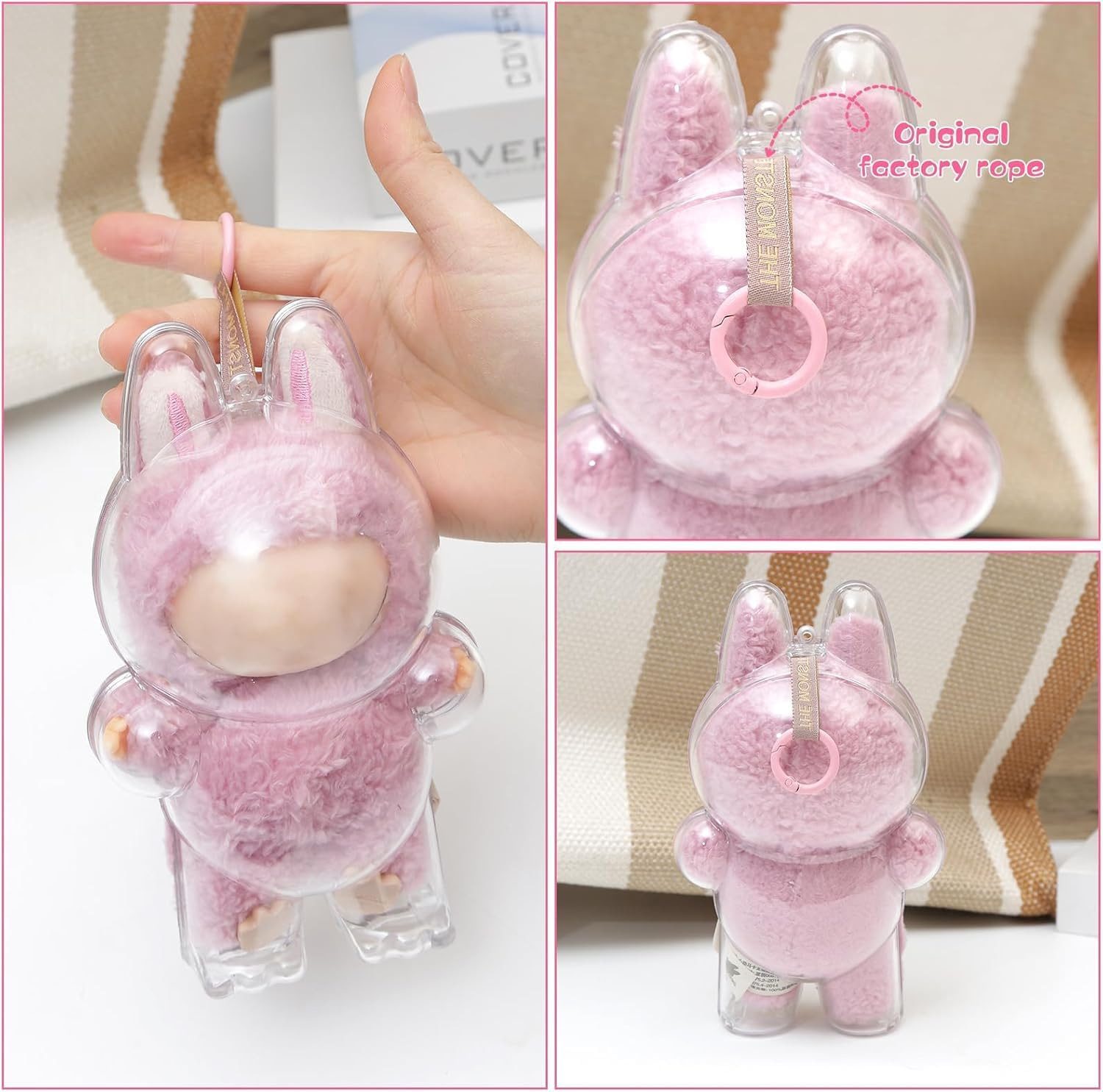 Protective Case for La Bubu, High Clear Case Cover for La Bubu, Acrylic Display Box with Keychains (Doll Not Include,Standing)