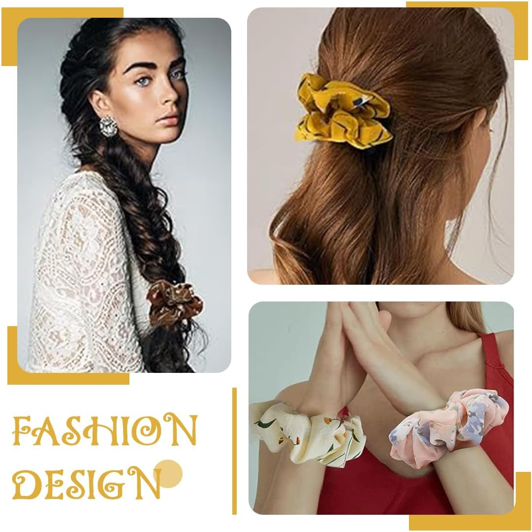 LAKJUOZ Pack of 8 Women'S Scrunchies, Premium Velvet Hair Bobbles, Premium Satin Hair Bobbles, Plain Elastic Thick Bands, Soft Ropes, Ponytail Holder, Women Hair Accessories image number 4