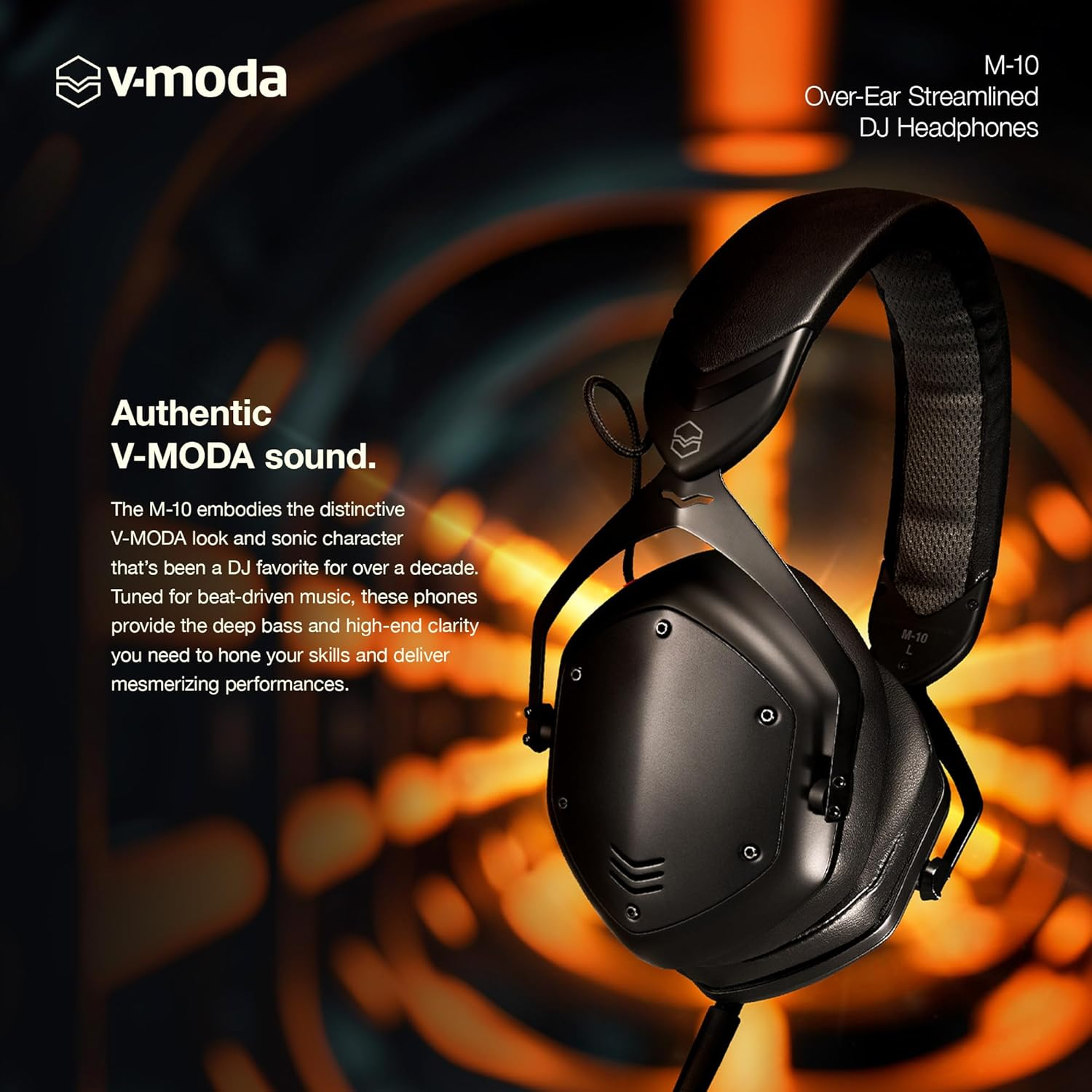 V-Moda M-10 | Streamlined Over-Ear DJ Headphones | Tuned for Djs & Beat-Driven Music | Deep Bass with High-End Clarity | Memory Foam Cushions for Long Performance | Durable Closed-Back Design | Black image number 3