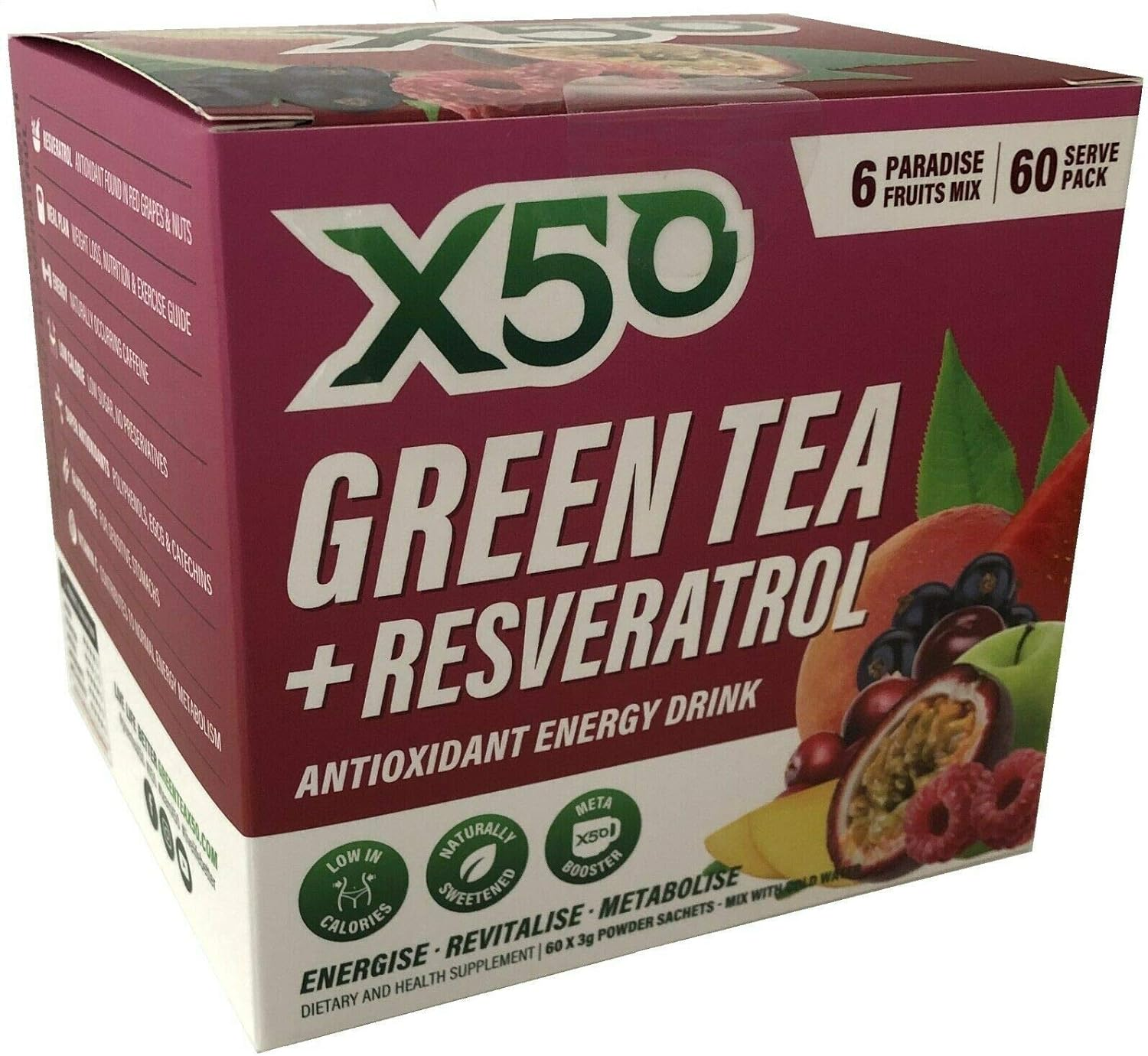 X50 Green Tea + Resveratrol Antioxident Energy Drink (Assorted Mix) 60 Serve