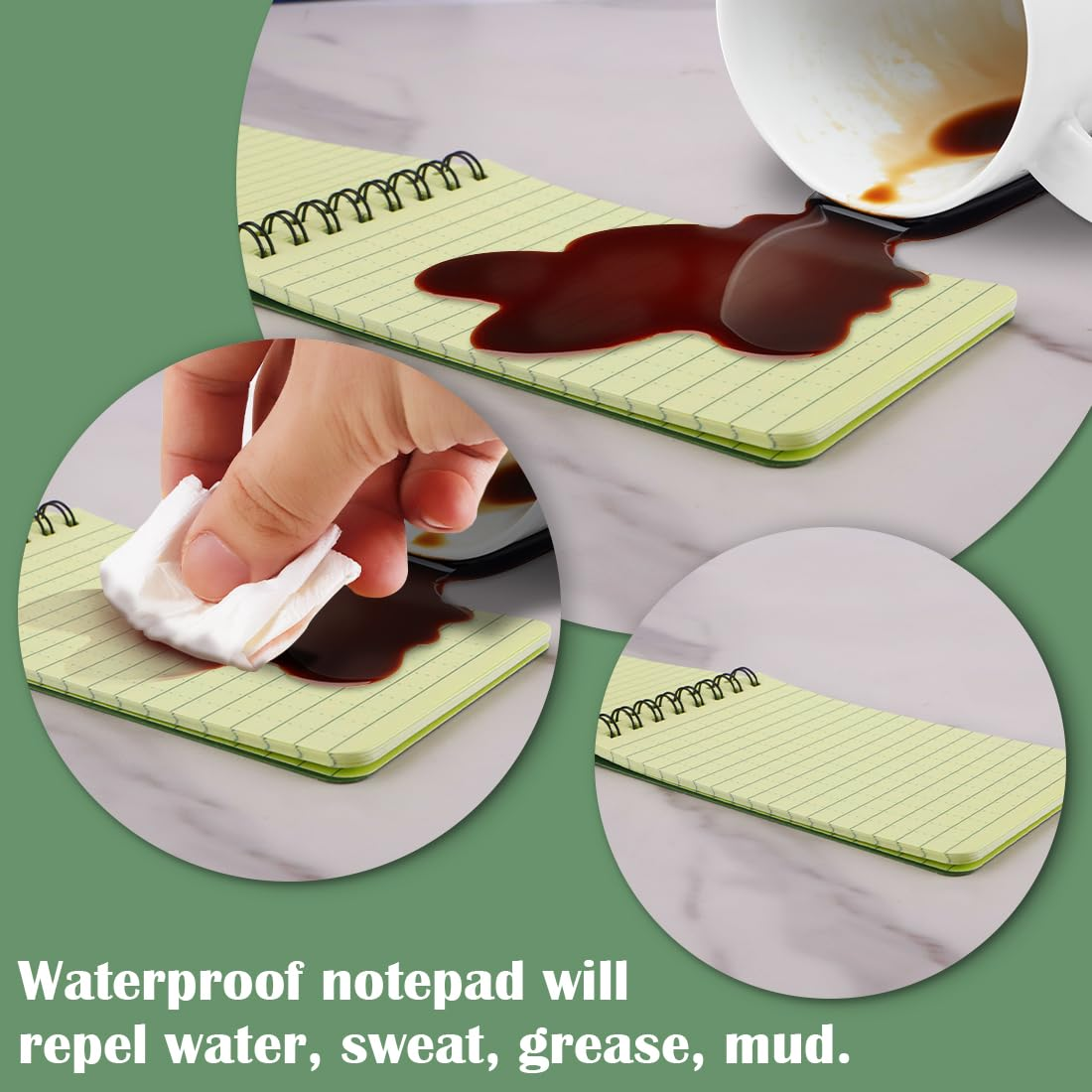 LZYMSZ 10PCS Waterproof Notebook, 3 X 5" 48 Sheets Pocket Spiral Memo Paper Notepad All-Weather Field Notebooks, Tactical Note Book Police Rain Notepad with Grid Paper for Outdoor Activities Recording image number 6
