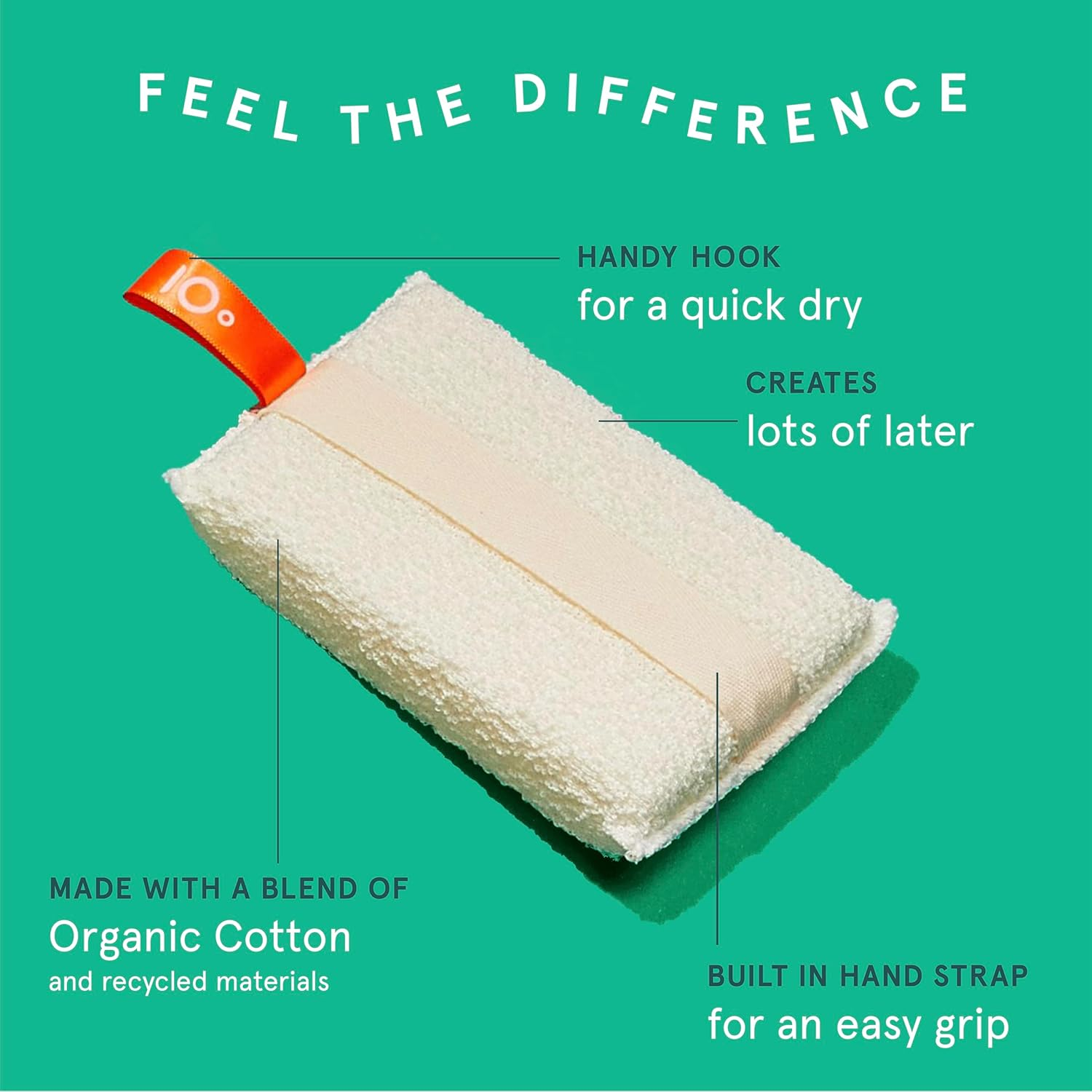 Cleanlogic Organic Cotton Exfoliating Body Scrubber, Reusable Exfoliator Tool for Smooth and Softer Skin, Daily Skincare Routine, Natural, 3 Count Value Pack - Sustainable Large Scrubber image number 6