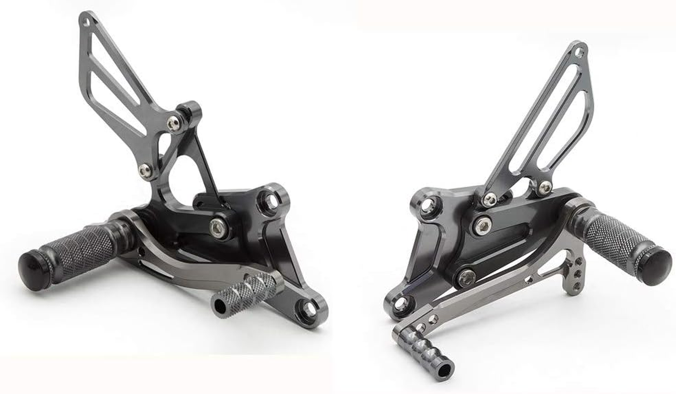 FXCNC CNC Billet Motorcycle Rearset Foot Pegs Rear Set Footrests Fully Adjustable Foot Boards Compatible with VFR400 NC30 RVF400 NC35 - Black image number 2