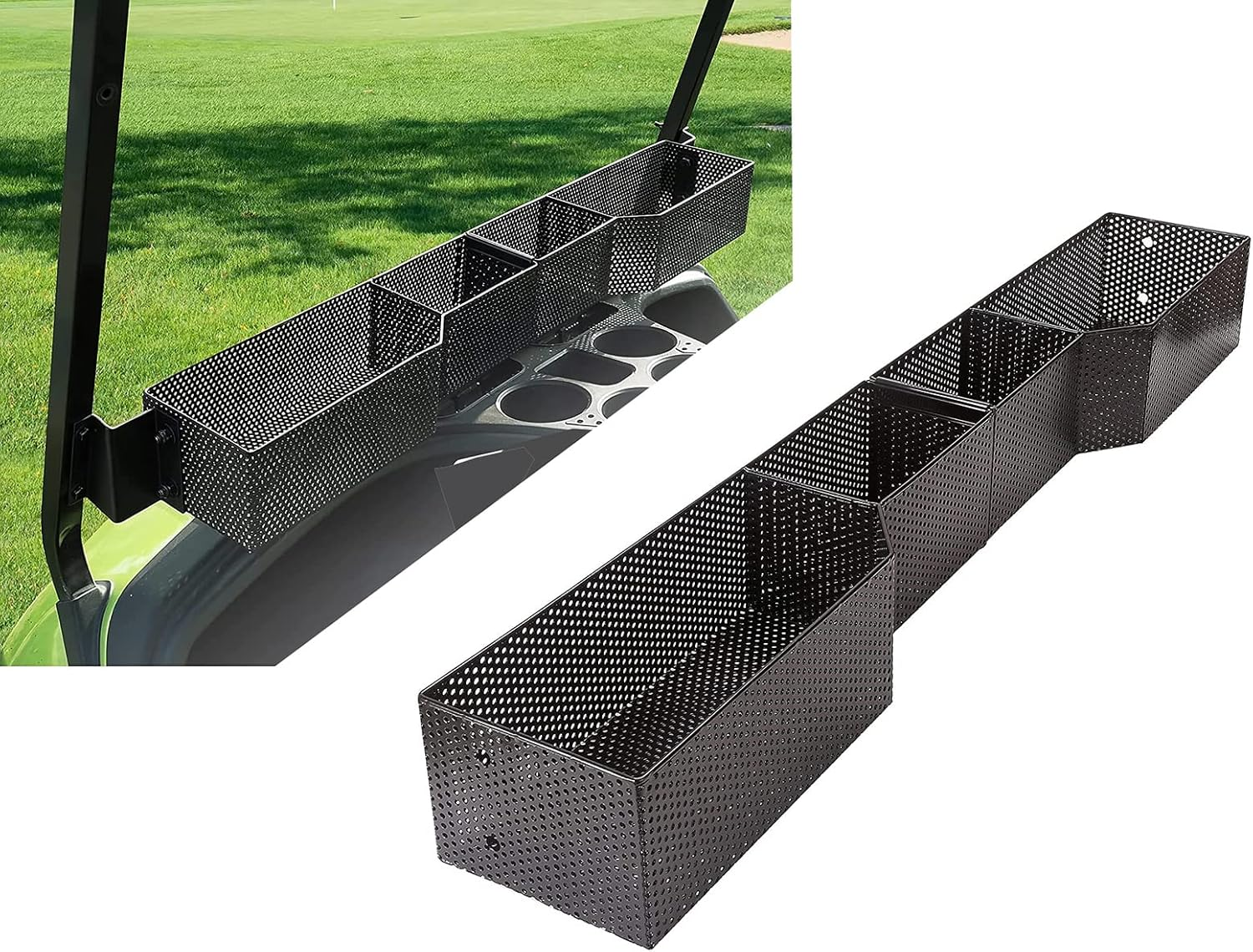 Golf Cart Yamaha Front Inner Dash Storage Basket and Rack Fits Yamaha G29 and Drive 2, Heavy Steel Golf Cart Mesh Basket image number 3