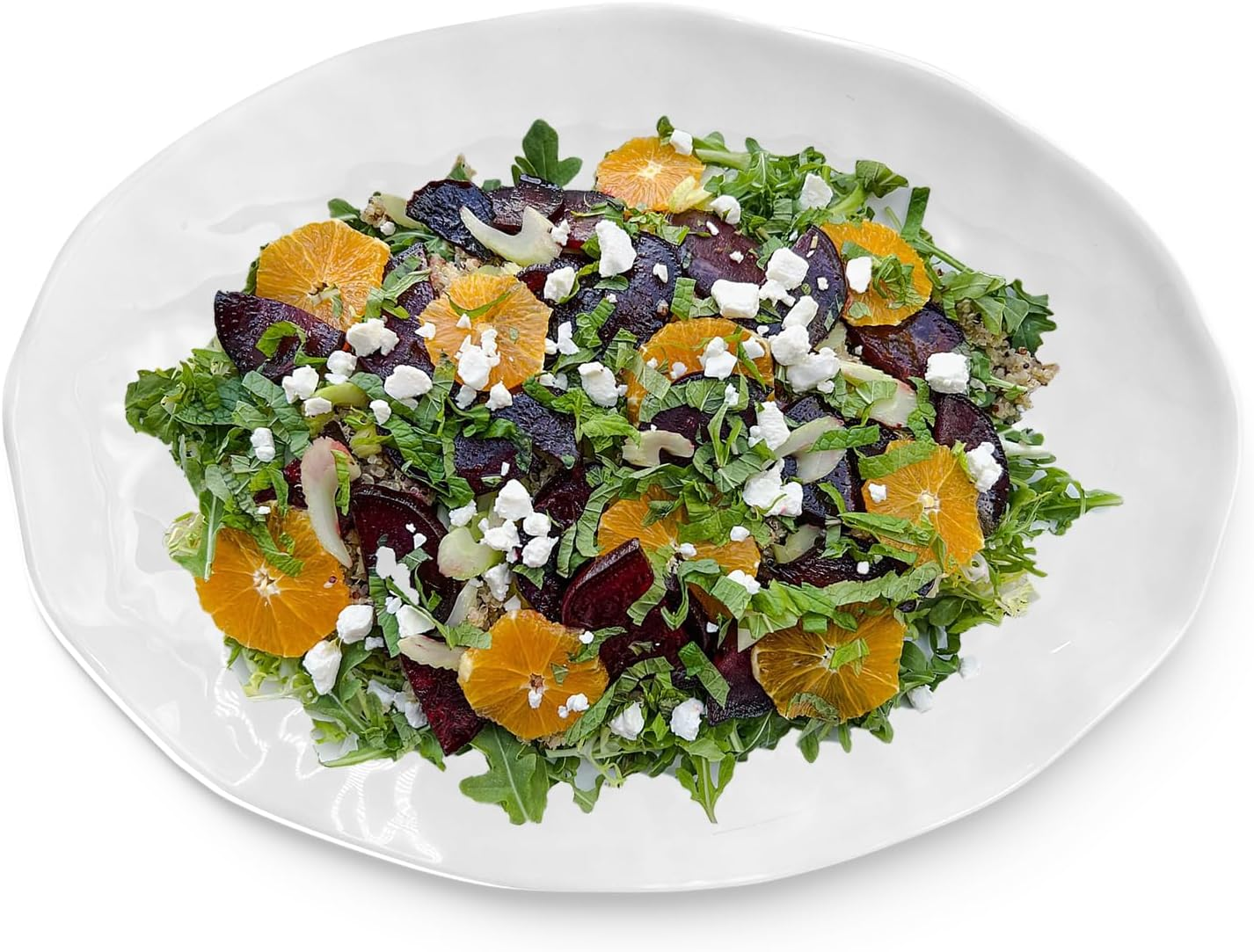 Yalin Rectangle Large Serving Platter, 17 Inch Melamine Serving Tray, Great for Restaurant, Steak, Salad and Everyday, Set of 2 White Dinner Plates (Rectangle) (Oval) image number 2