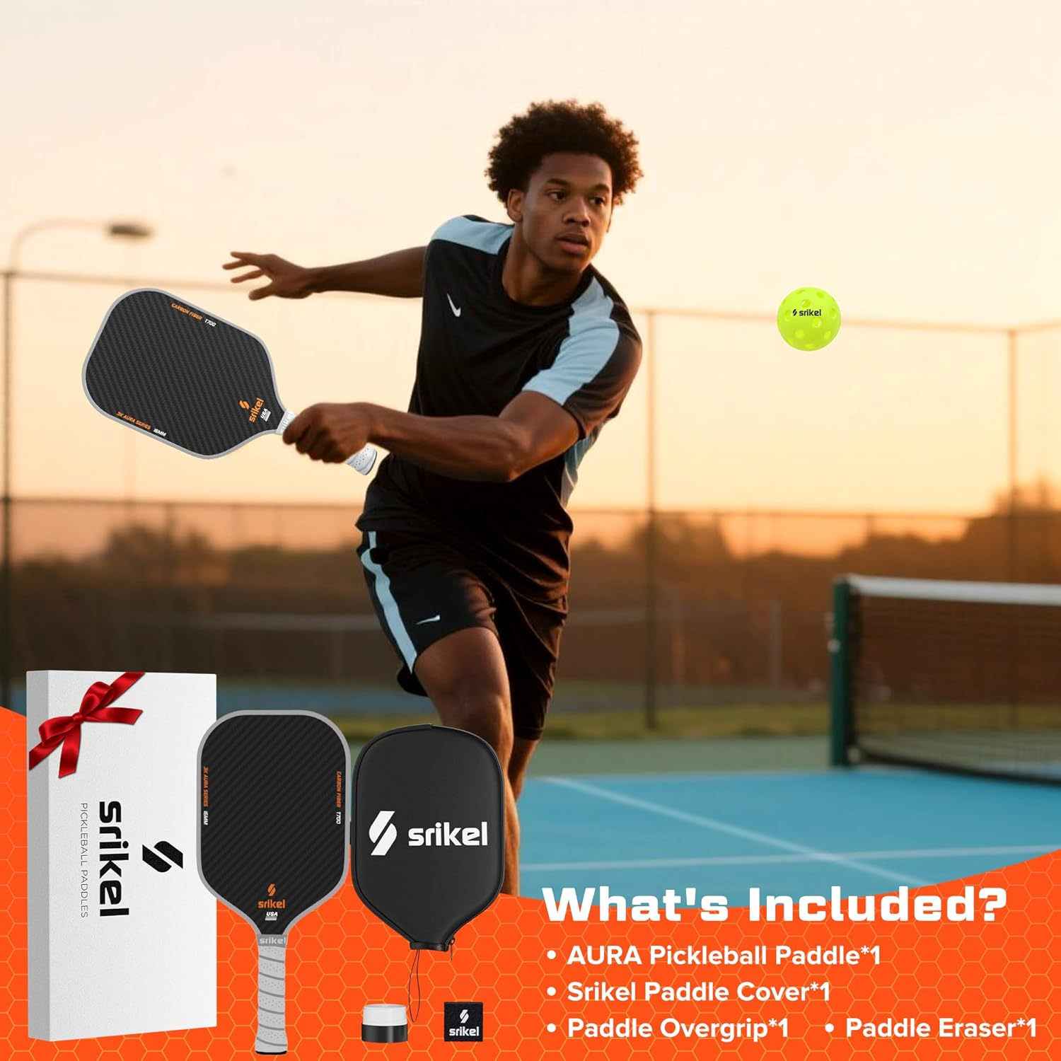 Carbon Fiber Pickleball Paddle 3K Thermoformed Raw Carbon Fiber Pickleball Paddle Lightweight Pickleball Rackets 16Mm Polypropylene Honeycomb Core Designed for Great Spin Power&Control