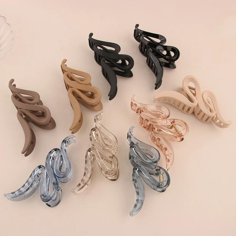 Hair Claw Clips 13CM Large Simple Fashion Wave Shape Frosted Matte Transparent Bright Hairpin Shark Clip Headdress Hair Accessories image number 6