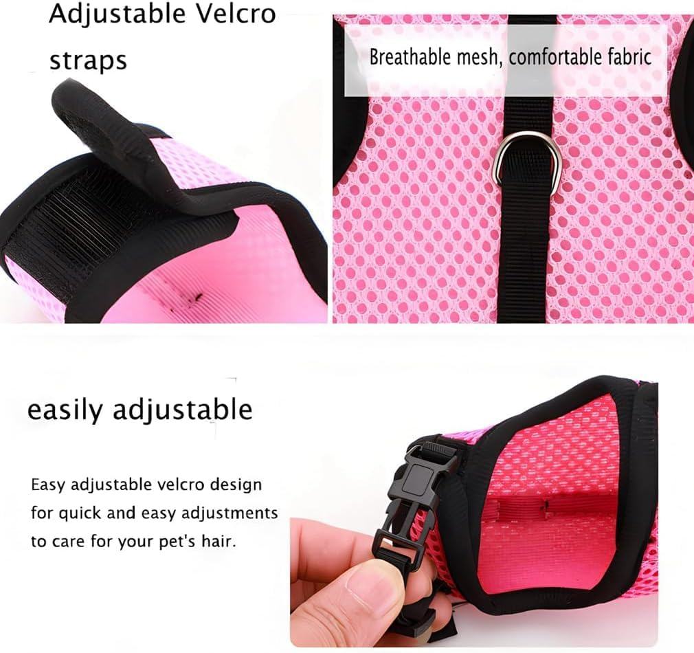 Rabbit Harness and Leash Set, Bunny Vest Leash Proof Mesh Walking Training for Small Animal Pets Rat Hamster Squirrel Ferret Guinea Pig Bunny (Black, M) image number 4