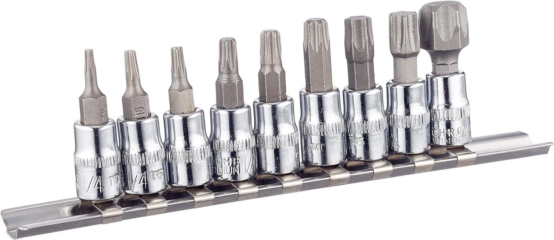 Blue Spot 01521 9 Piece 1/4 Inch Star Bit Socket Set on Rail image number 2
