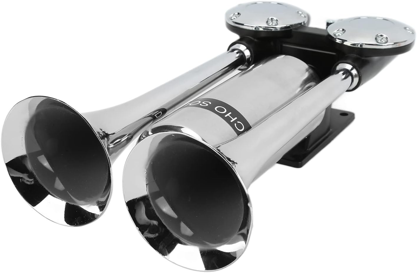 Air Horn, Dual Trumpet Super Loud 300Db Electric Horn Zinc Alloy 0.5Mpa-0.8Mpa Operating Air Pressure Easy to Install Air Train Horn Kit for 12V/24V Vehicles Car Truck Lorry Boat Van Train image number 2